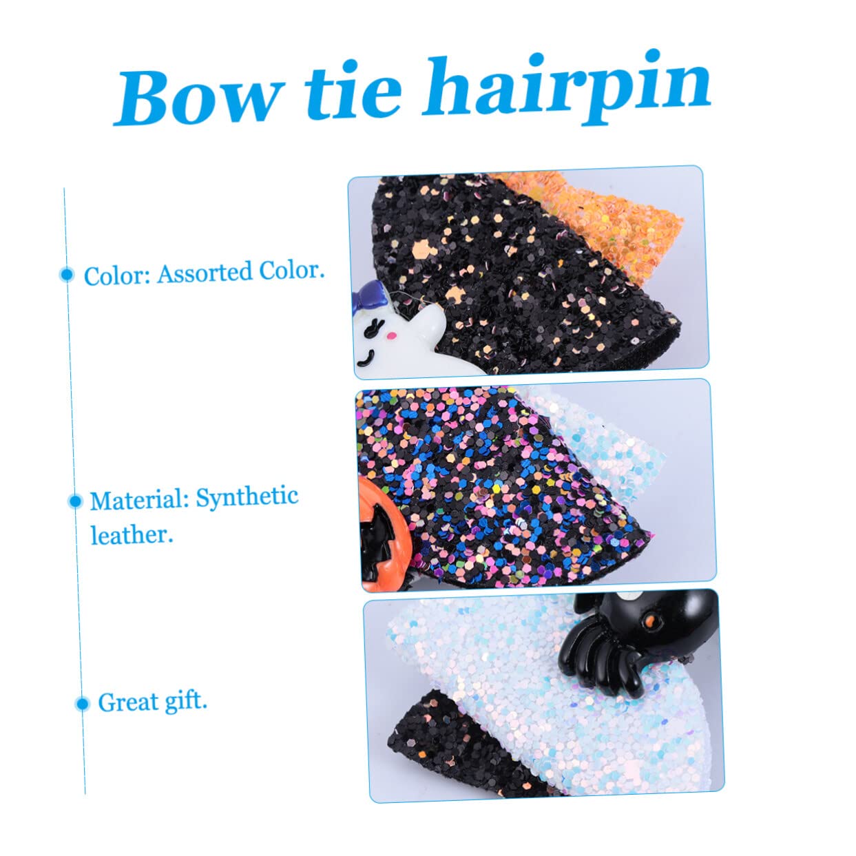 FRCOLOR Halloween Bow Hair Clips 4PCS Set - Cute Hairpins for Women, Girls, Boys - Stylish Durable Hair Barrettes & Bowknot Accessories for Parties, School, Cosplay & Daily Wear