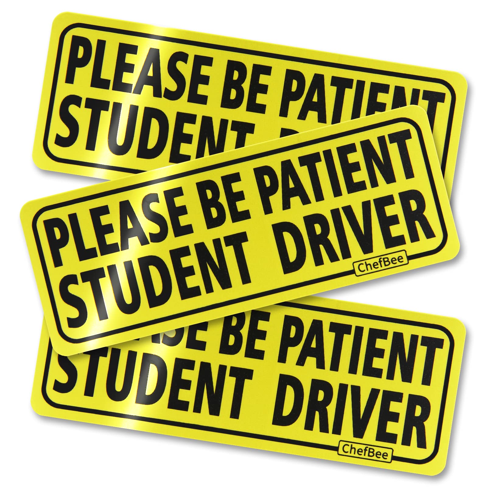 3PCS Student Driver Car Magnets - Reflective Safety Signs for New & Beginner Drivers | ChefBee Magnetic Stickers for Vehicle Bumper | Perfect for Teen Drivers, Driving Schools & Parent-Taught Lessons