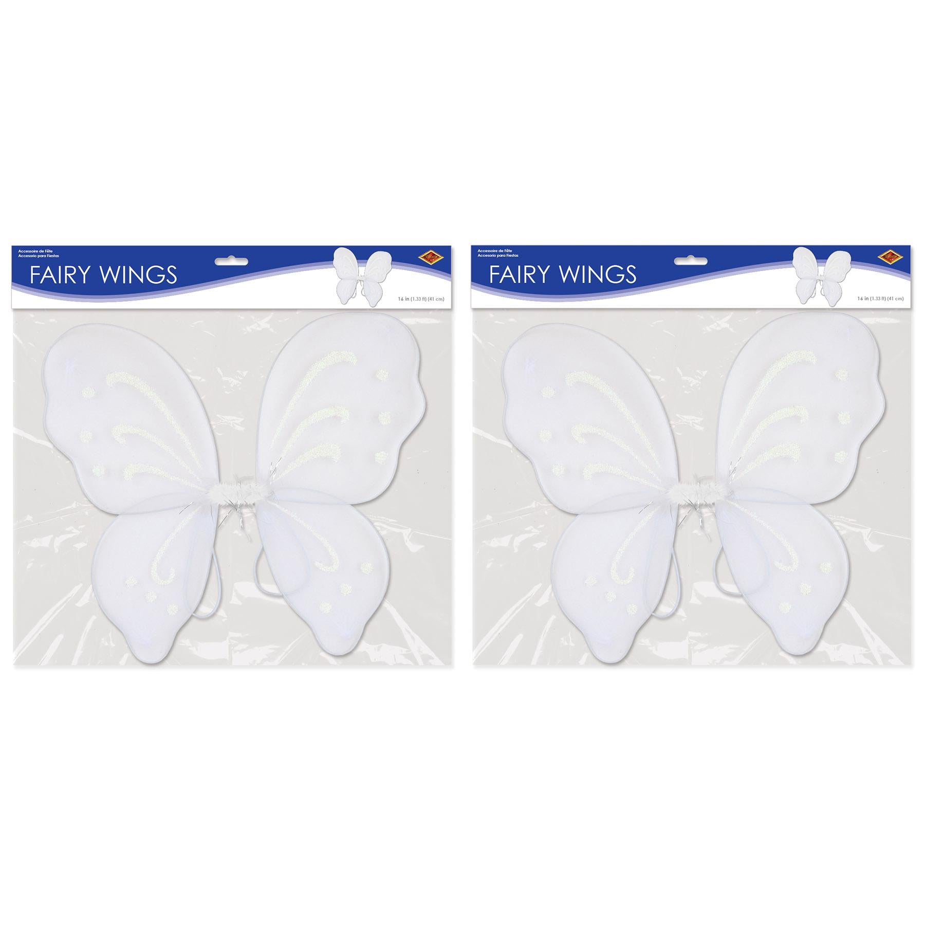 12 Pack Beistle Halloween Nylon Fairy Wings - White Costume Accessories for Kids & Adults - Perfect for Halloween Parties, Cosplay & Dress-Up