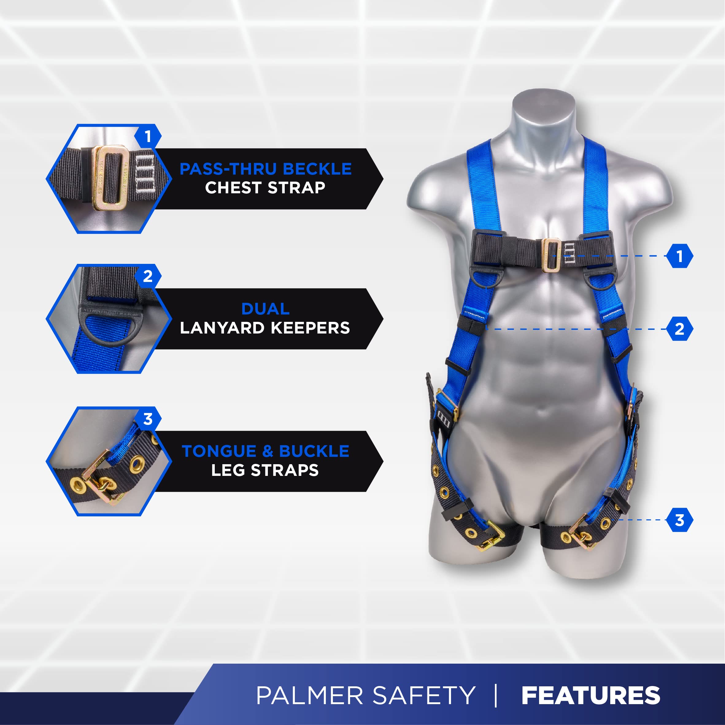 Palmer Safety V5504 Roofing Kit - Construction Safety Harness with Vertical Lifeline Assembly & Duffle Bag | Fall Protection Gear for Roofing, Construction & Maintenance Work