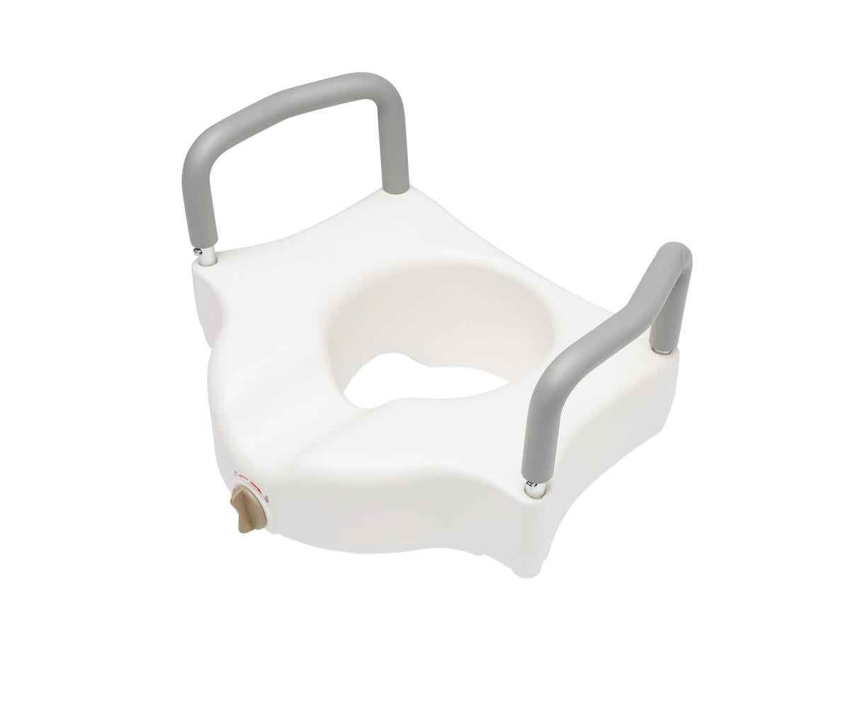 Medline Raised Locking Toilet Seat with Arms - Adjustable Height Safety Commode for Elderly & Disabled - Ideal for Bathroom Safety & Mobility Assistance