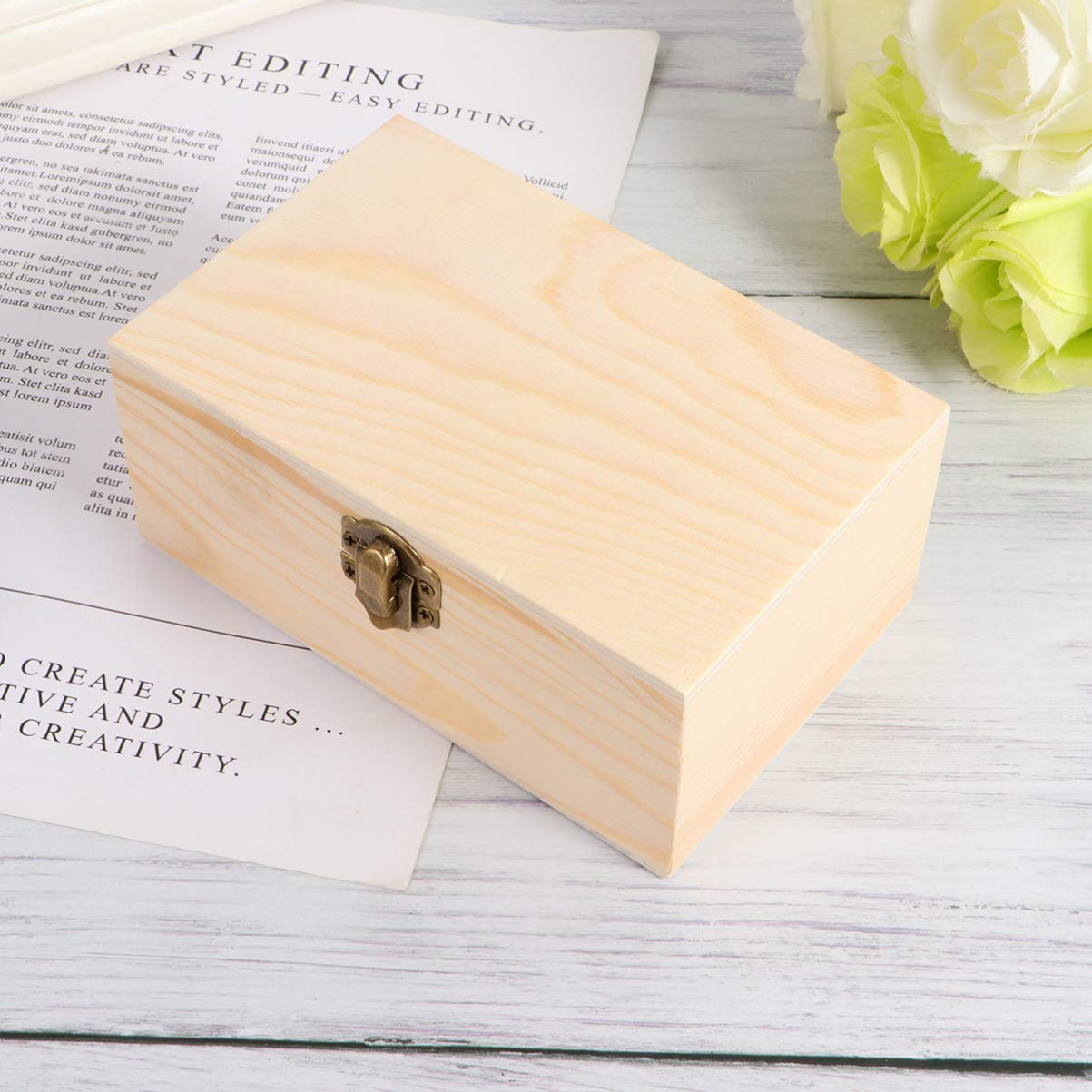 EXCEART Wooden Jewelry Box Organizer - Small Jewelry Storage Container with Hinged Lid for Rings, Earrings & Accessories | Perfect for Kids, Travel & Home Decor