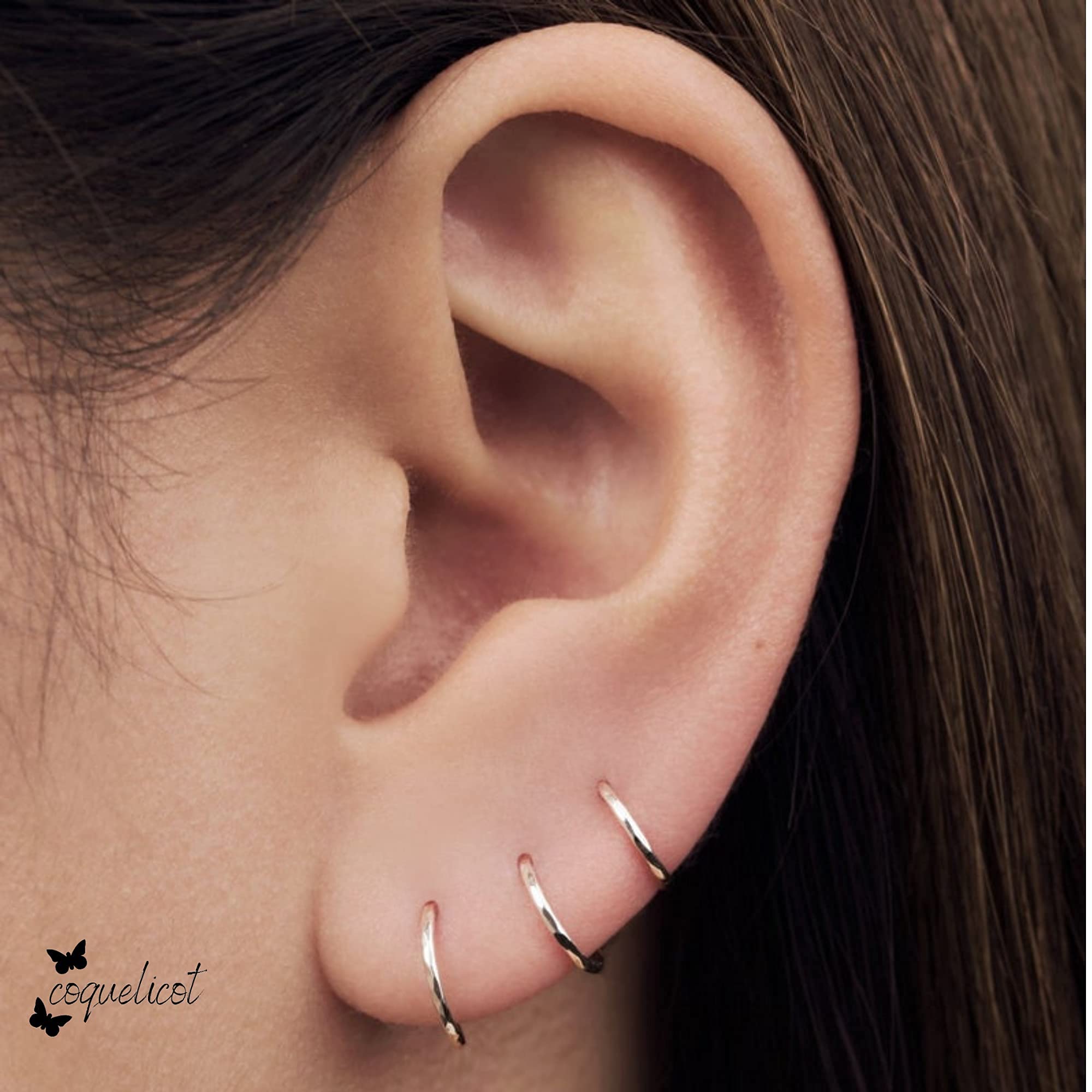 14K Solid Yellow Gold Hoop Earrings for Women - Hypoallergenic Small Huggie Hoops (10x10mm, 1mm Wide) - Perfect Everyday Jewelry Gift for Her - Ideal for Work, Date Night & Special Occasions