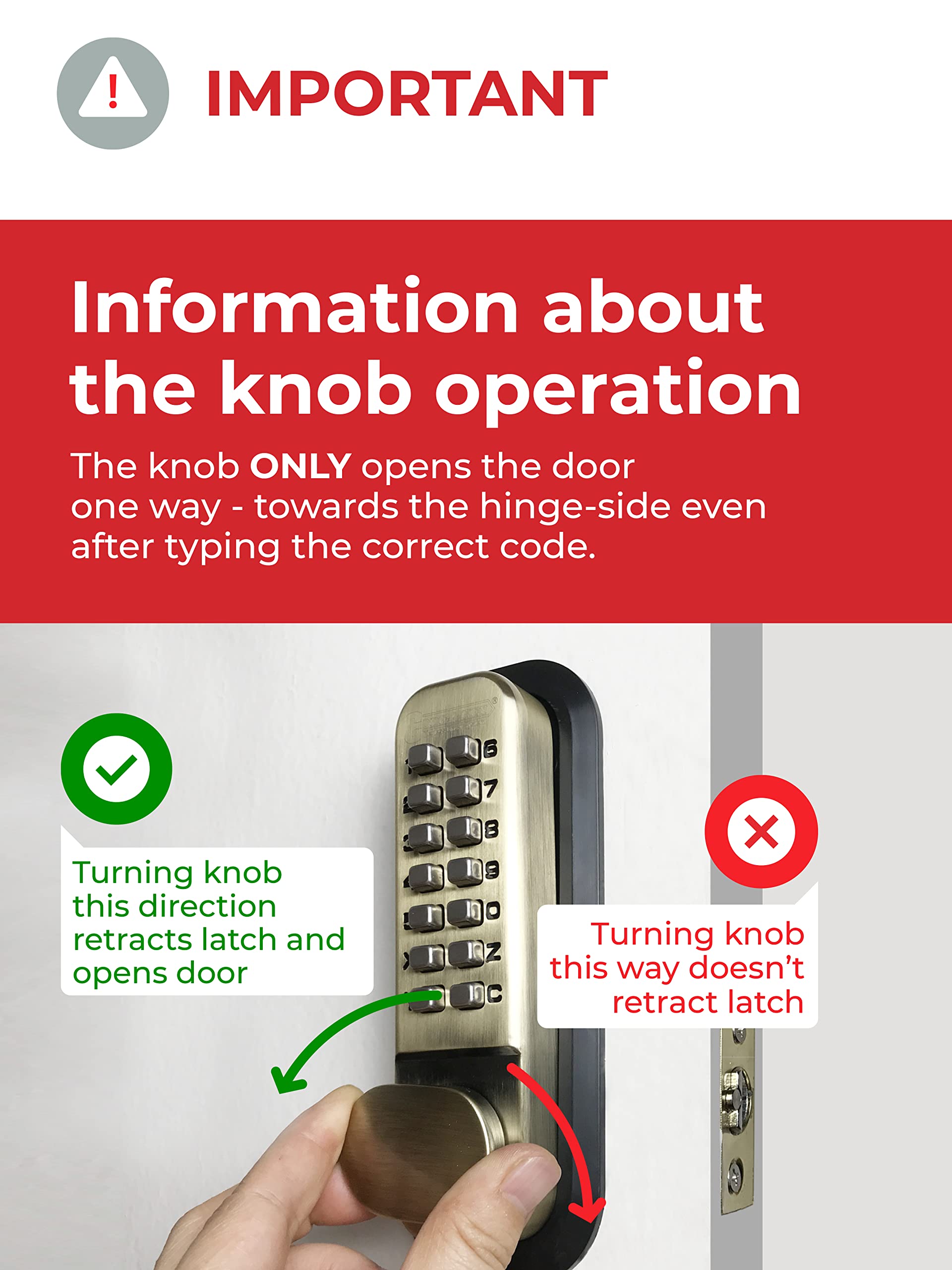 JOUNJIP Keyless Entry Door Lock - Mechanical Combination Latch for Gates, Fences, Windows - No Battery/Power Needed (Oil-Rubbed Bronze Finish) - Flat Spindle Design - Perfect for Home Security, Sheds & Outdoor Access Control