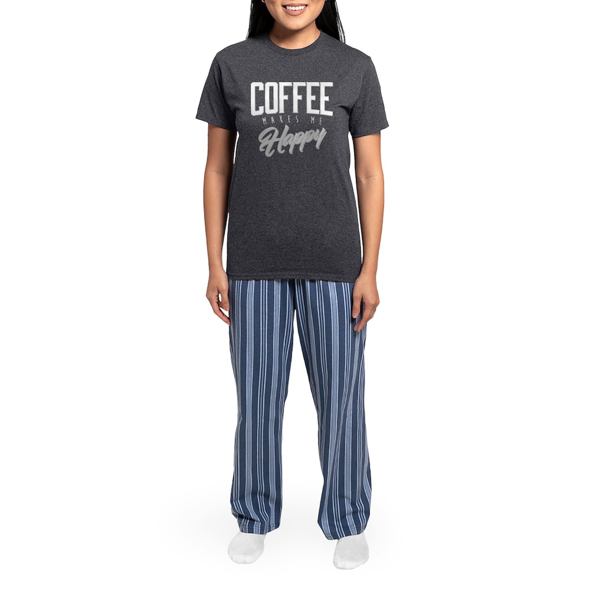 Women's Charcoal Novelty Pajama Set - 'Coffee Makes Me Happy' Sleepwear for Women | Cozy Lounge & Sleepwear for Coffee Lovers