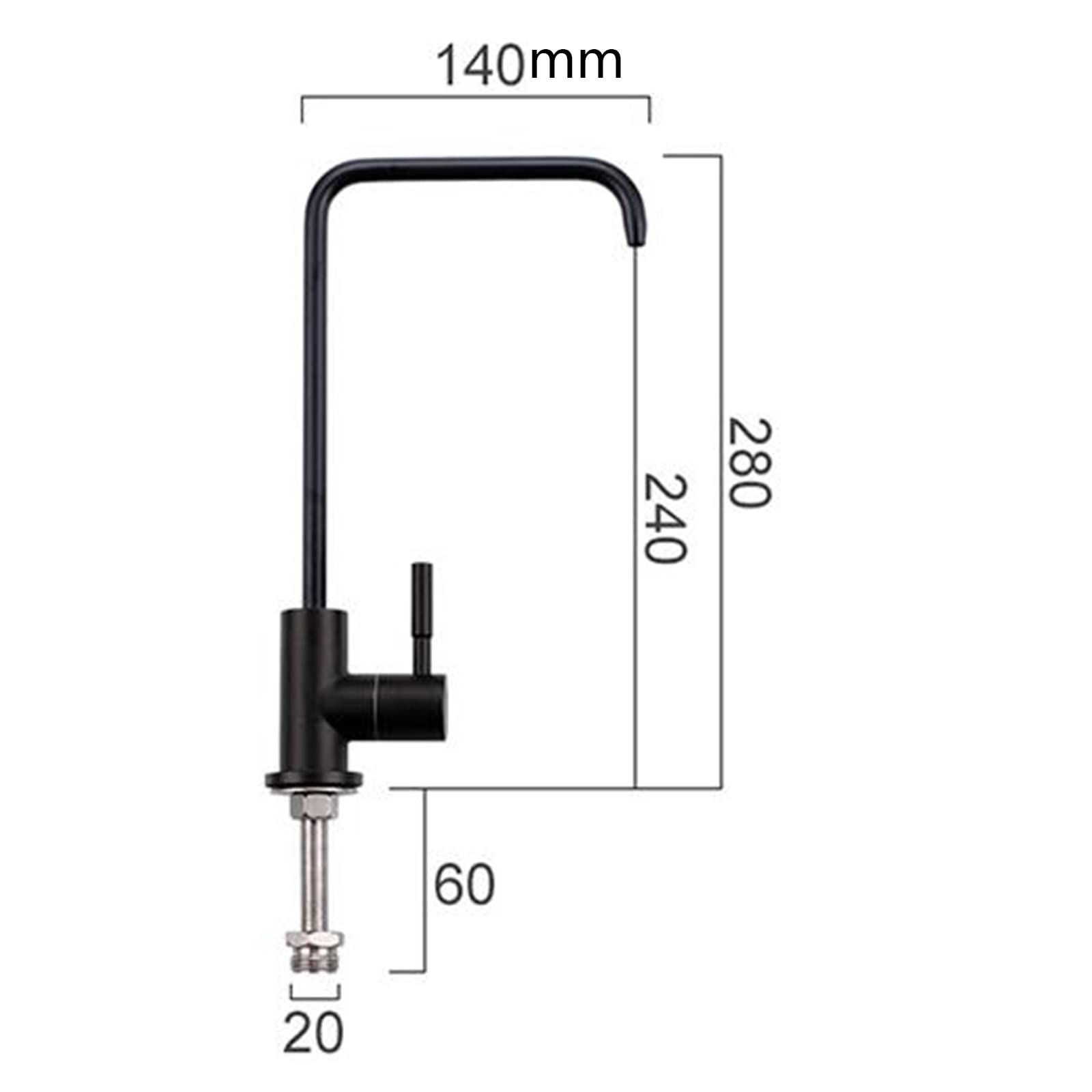 Black Stainless Steel Kitchen Faucet with Water Filter for Purifier - Straight Drinking Water Tap for Home & Office Use