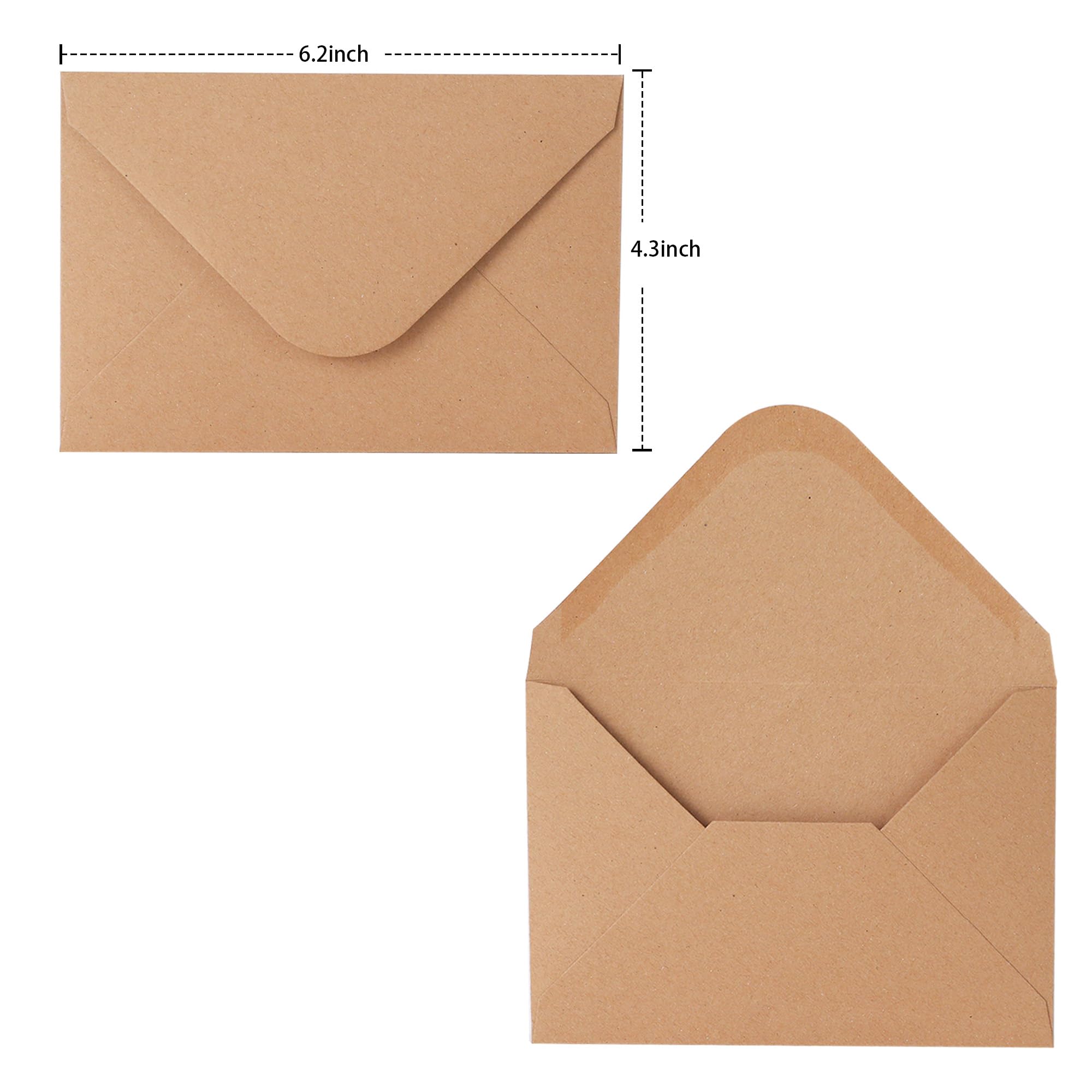 V-Flap Kraft Paper Envelopes 4x6 Inches (50 Pack) - A4 Size, Brown Card Envelopes for Invitations, Postcards & Greeting Cards - Eco-Friendly Water-Based Adhesive & Gummed Flap - Perfect for Wedding Invites, Business Mail & DIY Craft Projects