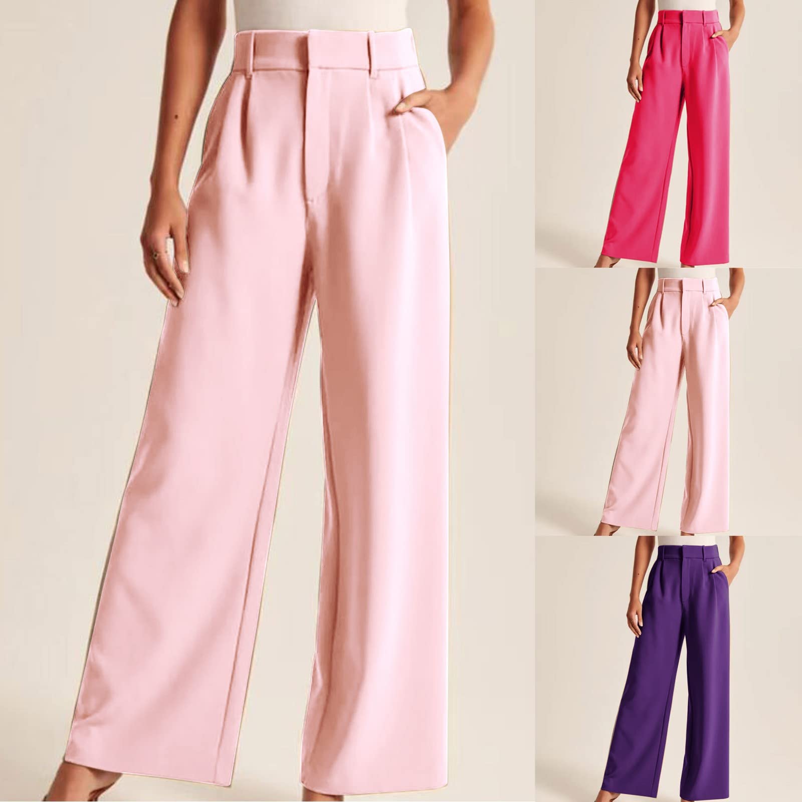 Qeaghou Women's High Waisted Wide Leg Palazzo Pants - 2024 Trendy Business Casual Work Slacks & Tailored Dress Pants for Office, Professional Meetings & Smart Casual Outfits