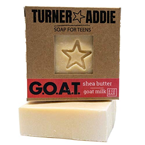 Turner and Addie GOAT Bar - Unscented Goat Milk & Shea Butter Natural Soap for Teens & Kids - Handmade in Maryland - Includes Free Sticker - Gentle Cleansing for Sensitive Skin - Perfect for Daily Face & Body Wash