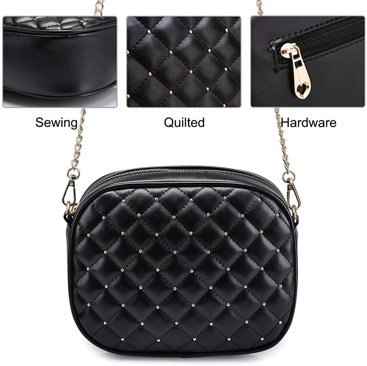 Hanbella Women's Crossbody Clutch Purse - Stylish Small Quilted Leather Shoulder Bag with Gold Chain for Women & Teens | Perfect for Parties, Dating & Daily Use