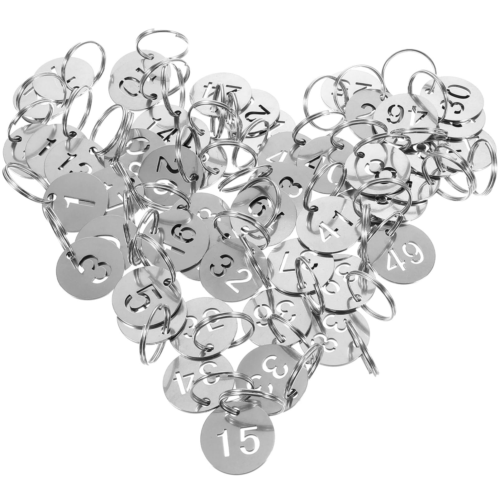 BCOATH 50pcs 1-50 Numbered Metal Key Tags for Organizing Keys, Luggage & Backpacks - Durable Key Identification Tags for Home, Office, School & Travel Use
