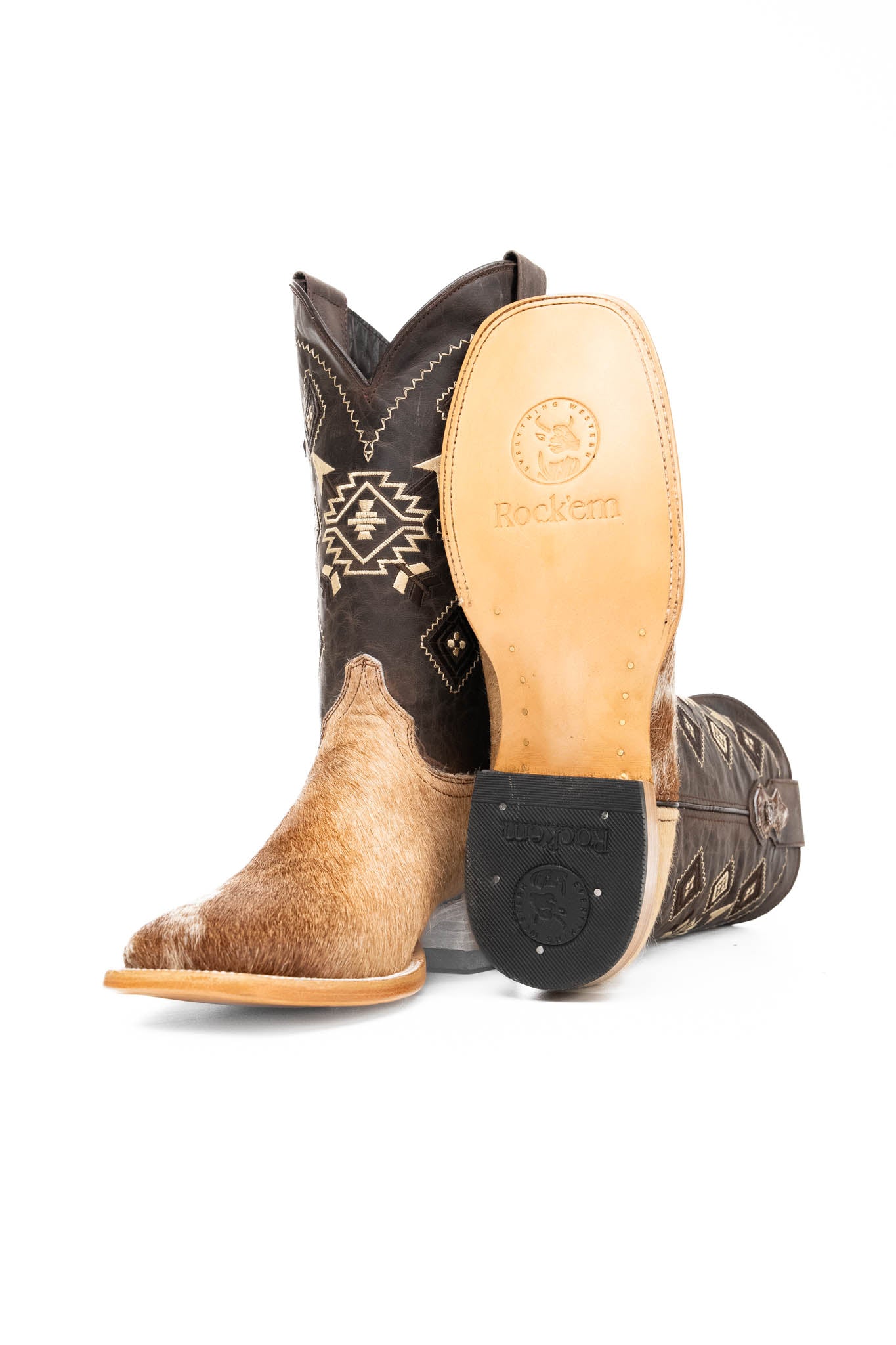 Authentic Men's Cowhide Square Toe Cowboy Boots - Size 12 (NM111) - Western Style Riding Boots for Country Music Festivals & Rodeo Events