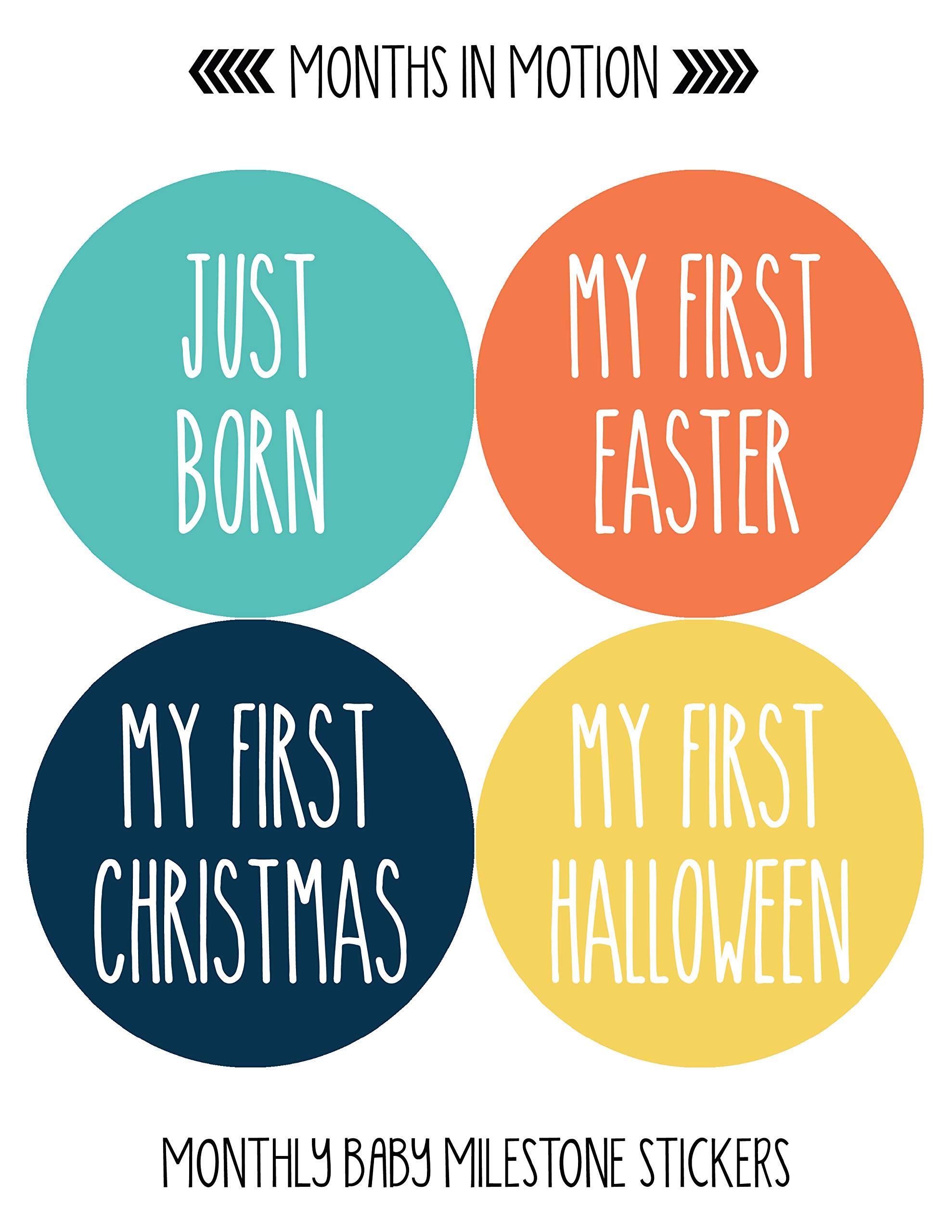 Baby Boy Monthly Milestone Stickers Set of 24 | Newborn Growth Tracking Decals | First Year Photo Props | Perfect for Baby Shower Gifts & Monthly Photo Albums