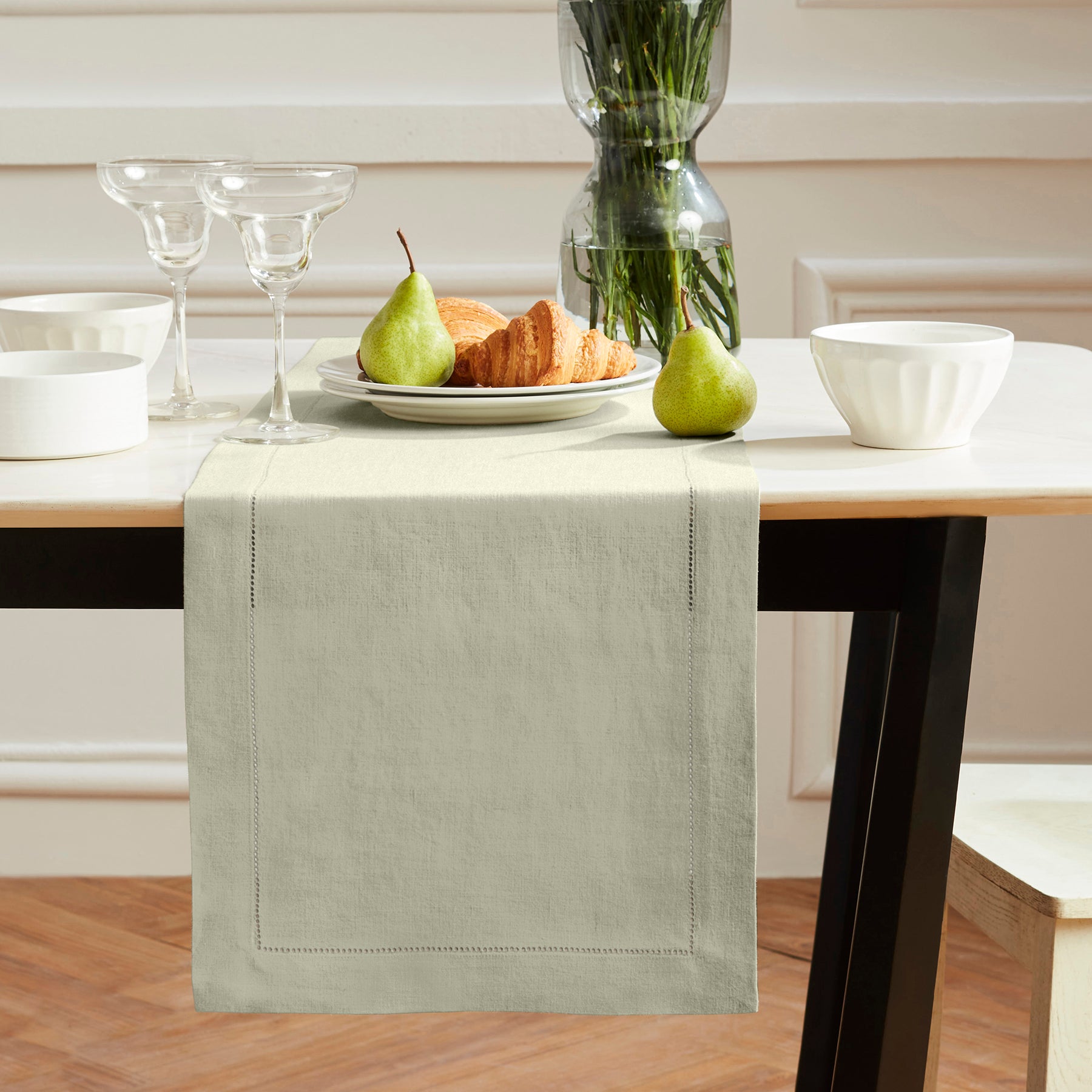 Sonoma Hemstitch Table Runner - Elegant Linen Table Decor for Dining & Special Occasions | Perfect for Weddings, Holidays & Home Decor