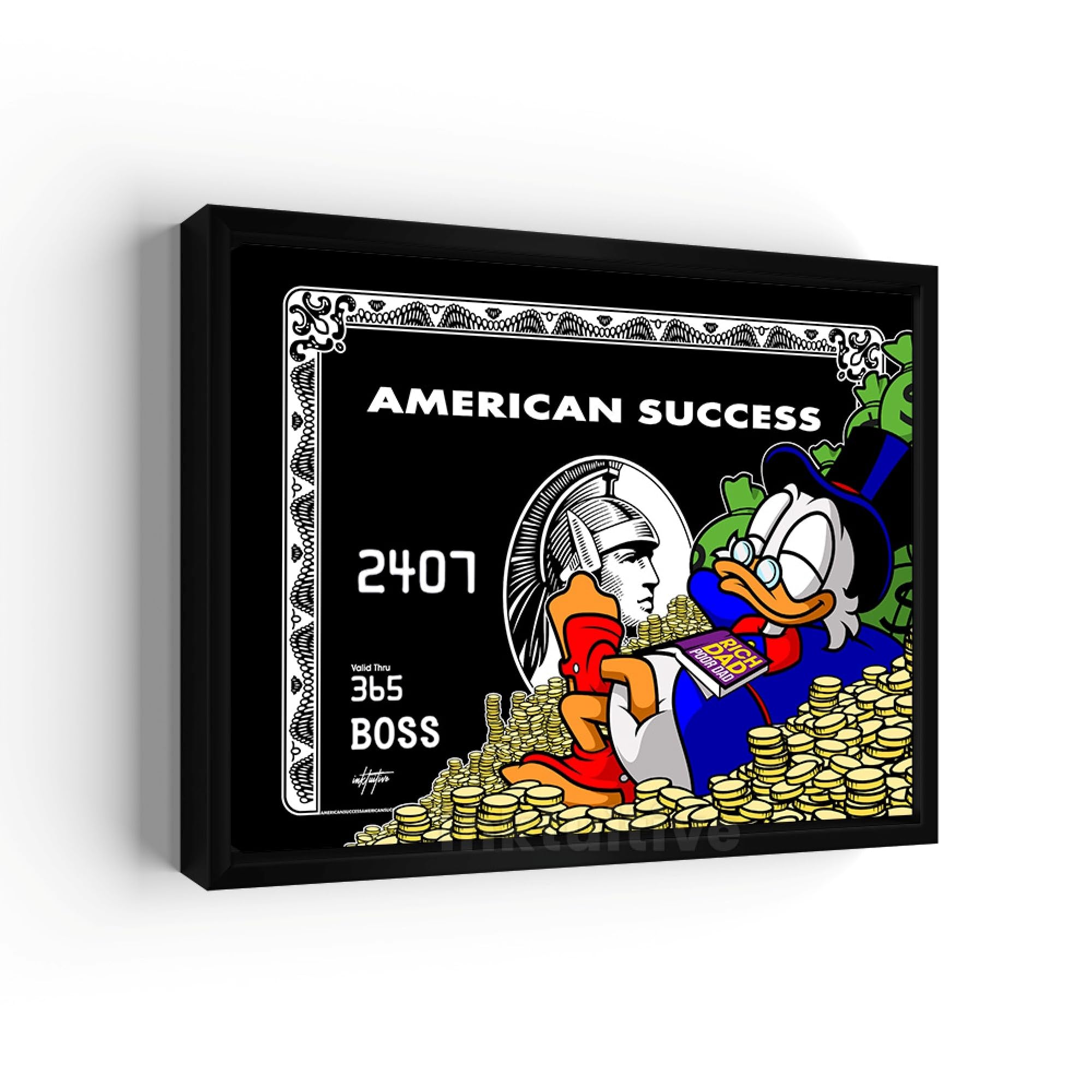 Inktuitive 'American Success' Motivational Canvas Wall Art for Office - 24x18 Inch Black Frame - Inspirational Quotes & Decor for Workspace, Home Office & Business Success