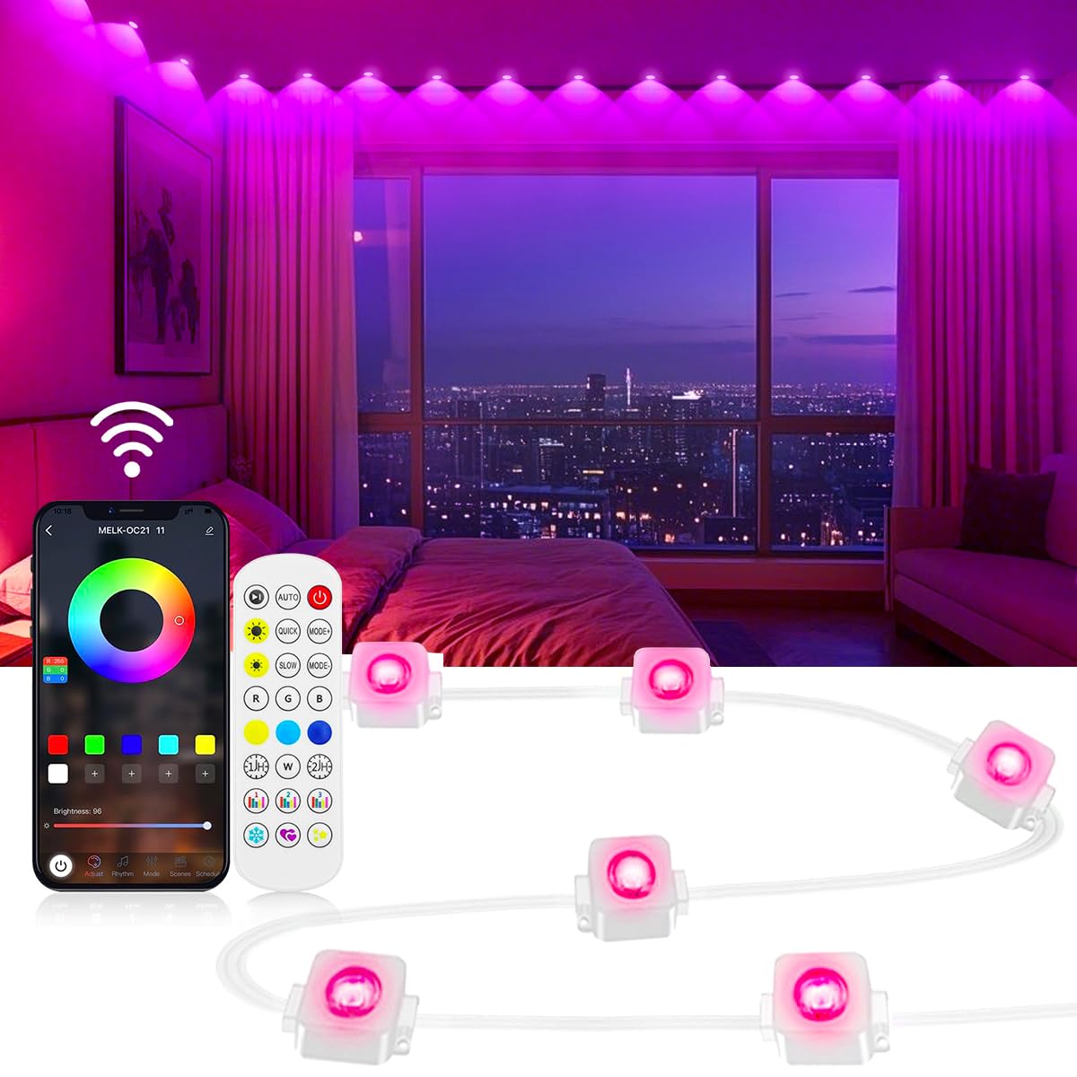 50ft Smart RGB LED Strip Lights with App Control - 36 LEDs Color Changing Rope Lights for Indoor Home Decor, Party, Halloween & Christmas Decorations | Perfect for Bedroom, Living Room, Garden and Holiday Lighting