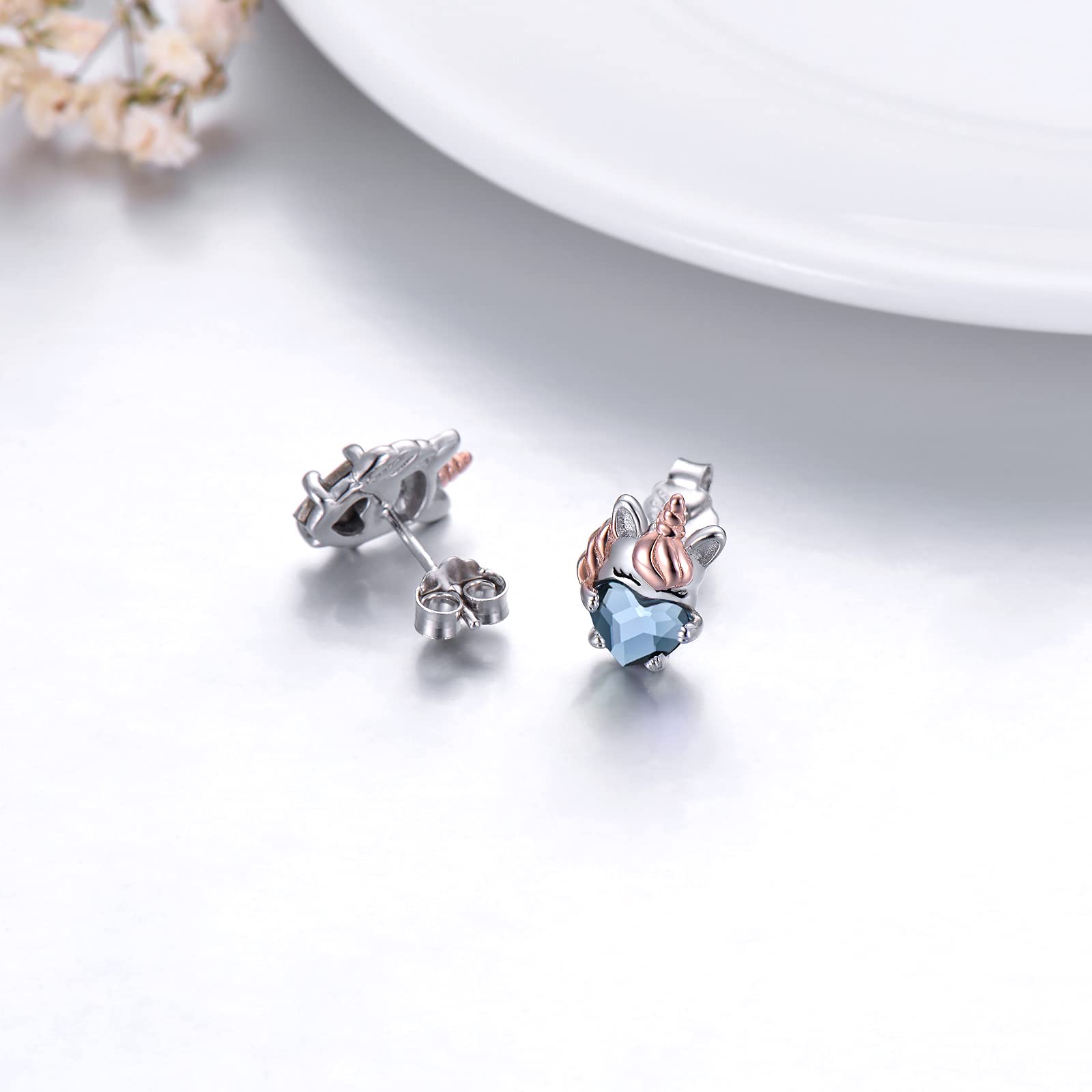 Hypoallergenic 925 Sterling Silver Unicorn Stud Earrings for Girls & Women - Cute Animal Jewelry Gift for Daughter, Birthday Party | Perfect for Everyday Wear, Special Occasions & Sensitive Skin