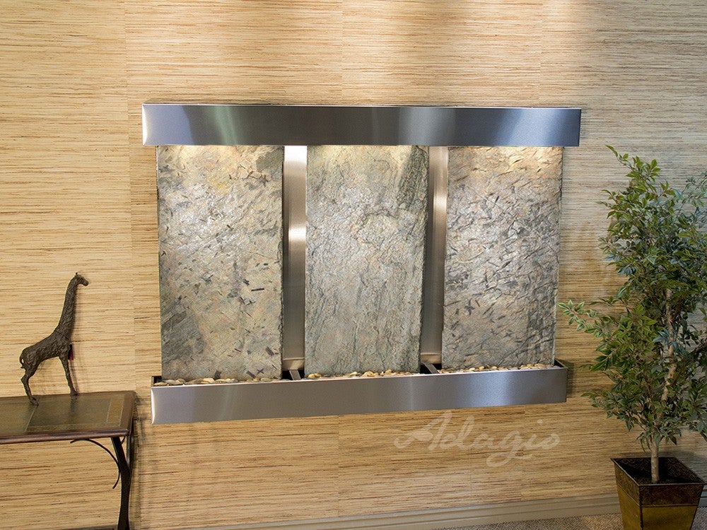 ADAGIO Olympus Falls Square Stainless Steel Green Natural Slate OFS2002 - Elegant Kitchen Backsplash & Modern Home Decor