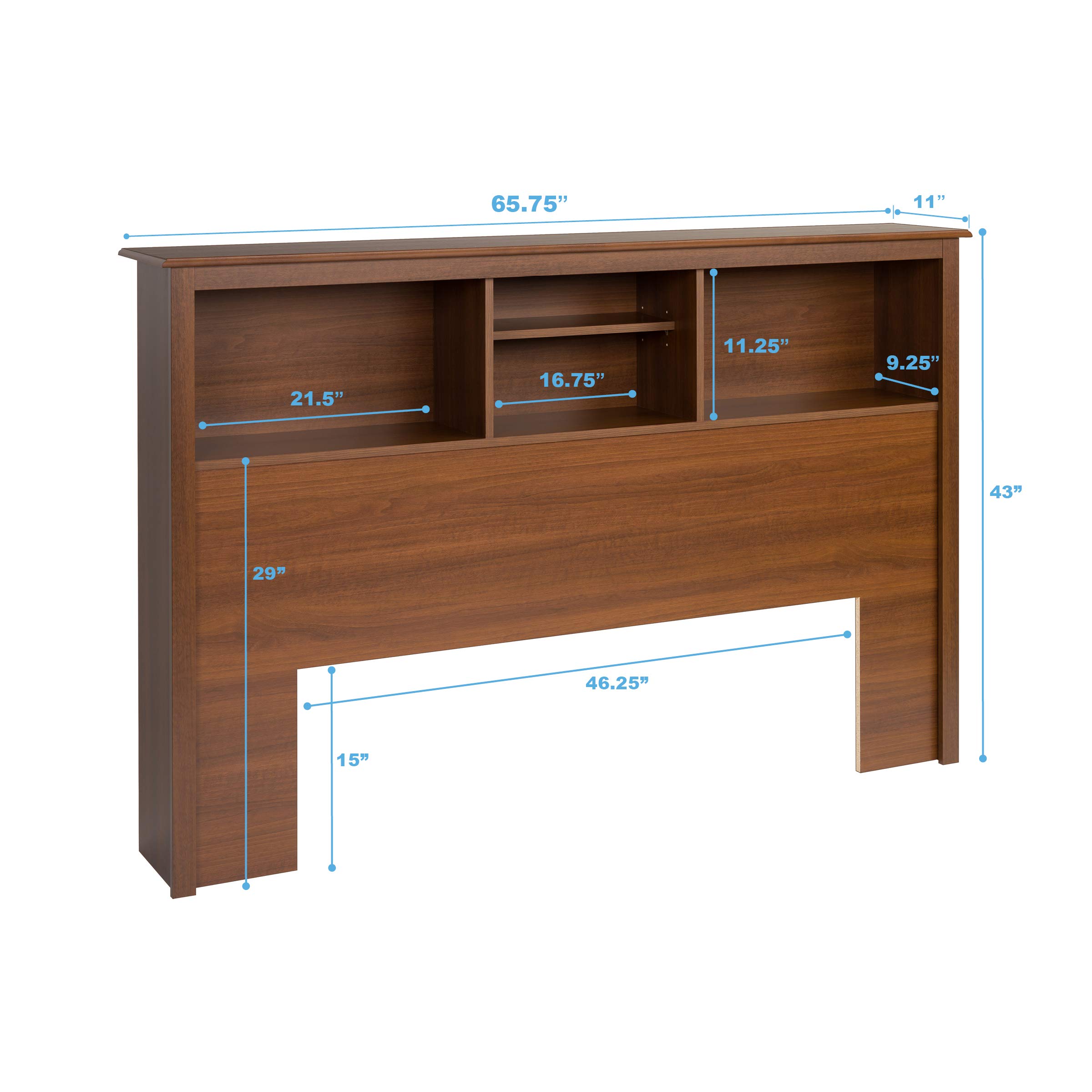 Stylish Full/Queen Size Bookcase Headboard with 3 Storage Compartments - 11