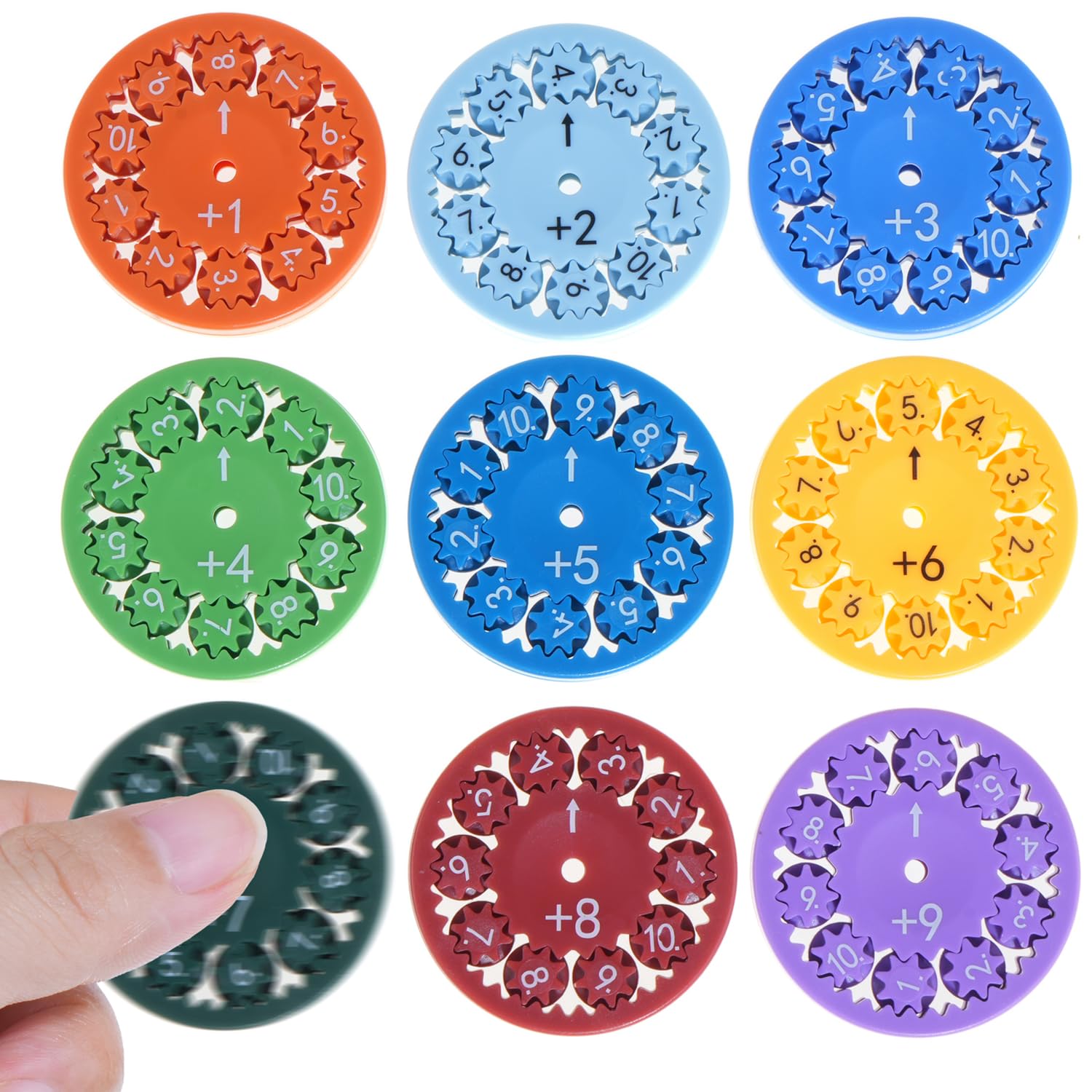 Math Fidget Spinners - Educational Learning Toys for Kids (9 Pcs) - Practice Addition, Subtraction, Multiplication & Division - Perfect for Homeschooling, Classroom Prizes & Stress Relief