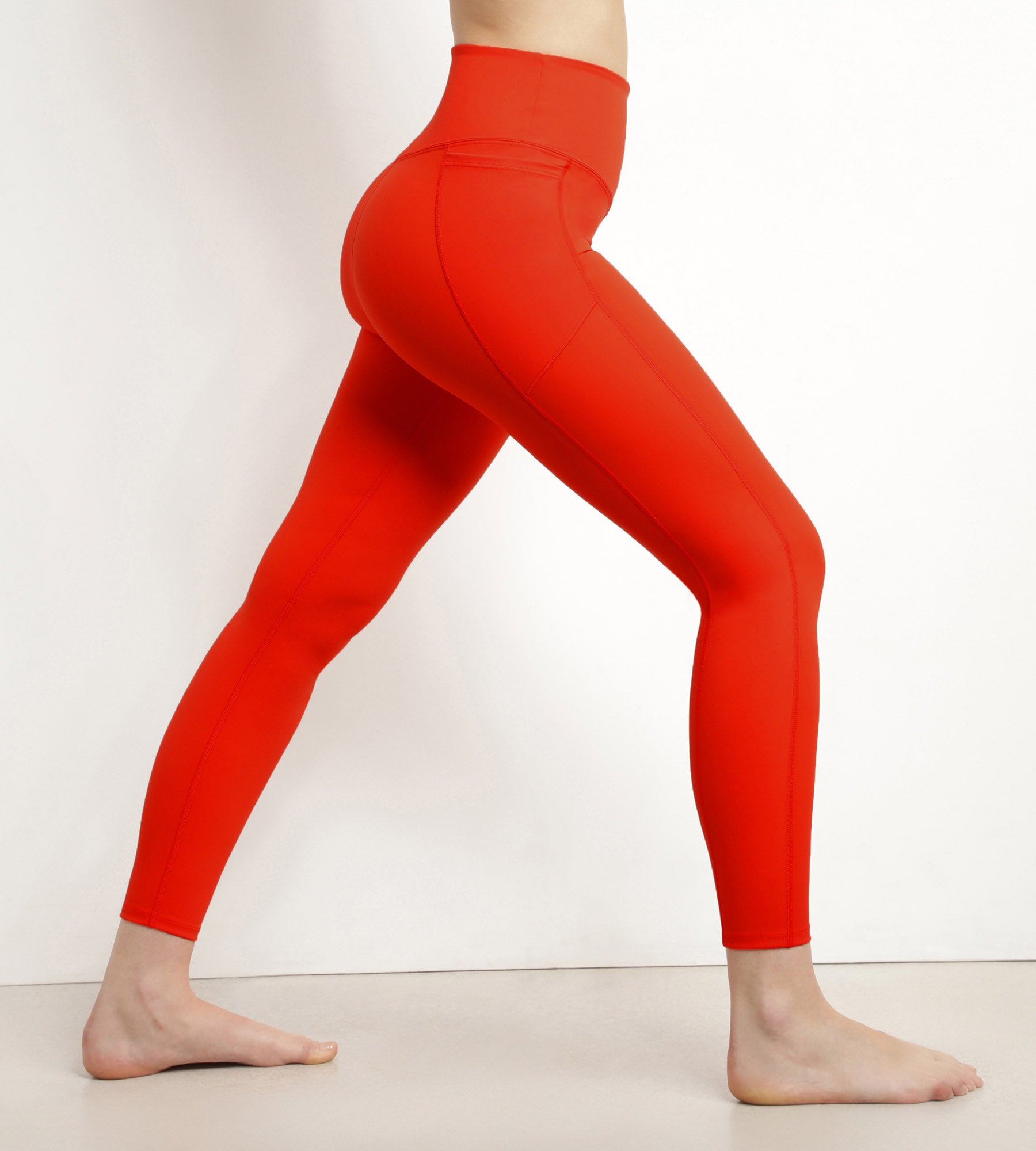 Dim Move Sculpting Orange Microfiber Women's Sports Leggings - Perfect for Yoga, Running & Gym Workouts