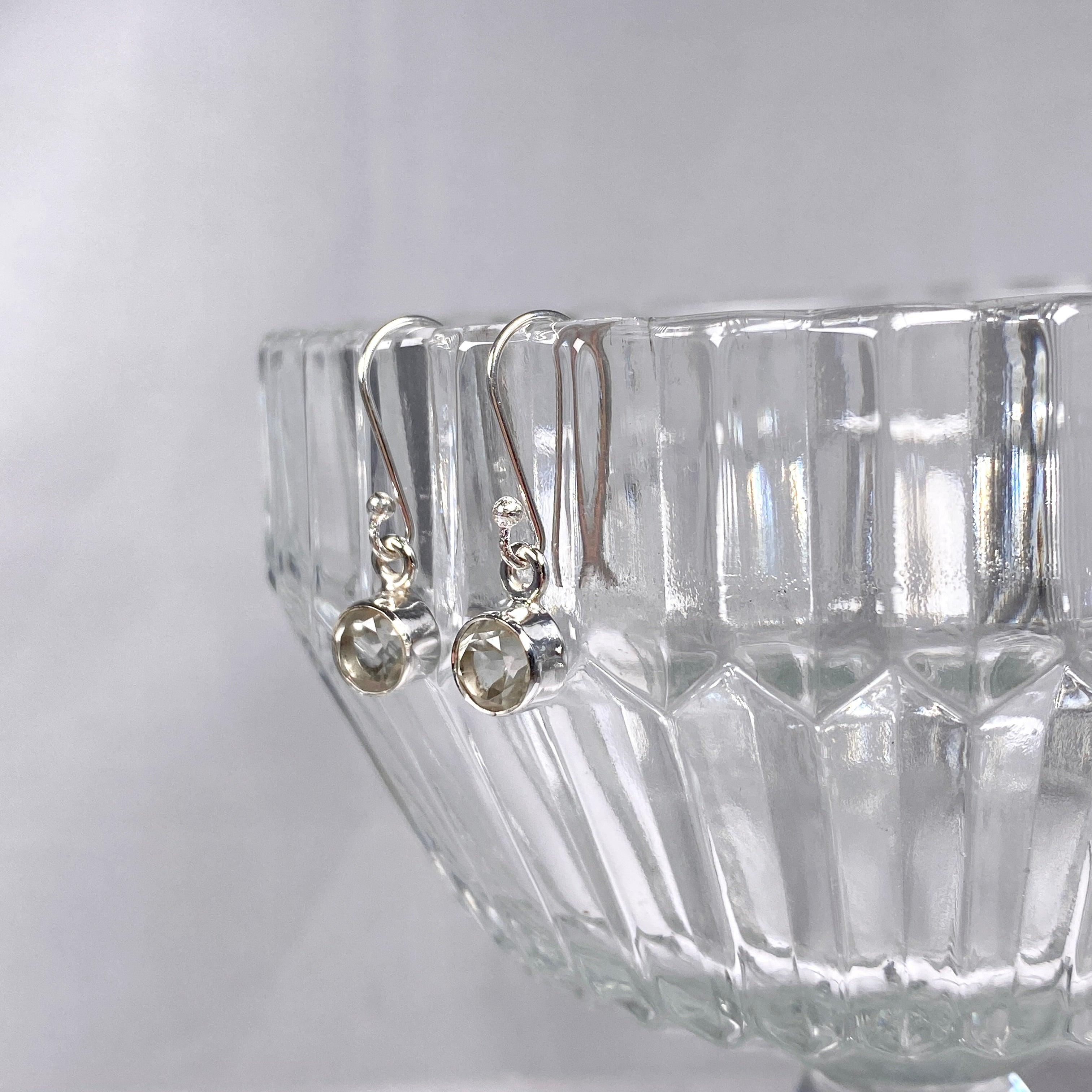 Prasiolite Petite Round Faceted Earrings R2363 PRC - Elegant Green Gemstone Jewelry for Women, Perfect for Weddings & Special Occasions