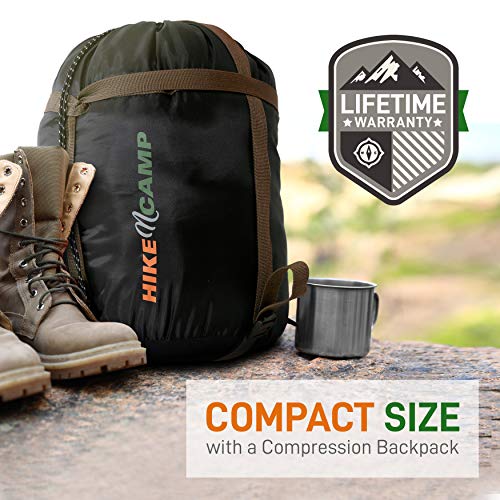 SereneLife Double Sleeping Bag with Pillows - Waterproof, Detachable into 2 Single Bags - Lightweight & Warm for Camping, Hiking, Backpacking - Cold Weather Rated 5-10°F - Perfect for Couples Getaways, Family Camping Trips & Winter Outdoor Adventures