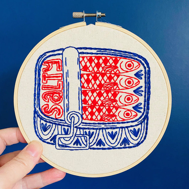 Premium Sardines Hand Embroidery Kit for Beginners - Complete DIY Cross Stitch Set with Needles, Thread & Pattern - Perfect for Home Decor, Gifts & Craft Projects