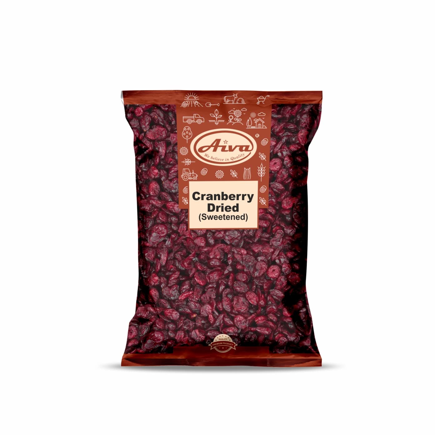 Aiva Dried Cranberries 2 LB (32 Oz) - Unsweetened, Resealable Bag for Baking, Snacks, Salads & Trail Mix | Healthy Snack for Kids, Breakfast Topping & Yogurt Mix-In