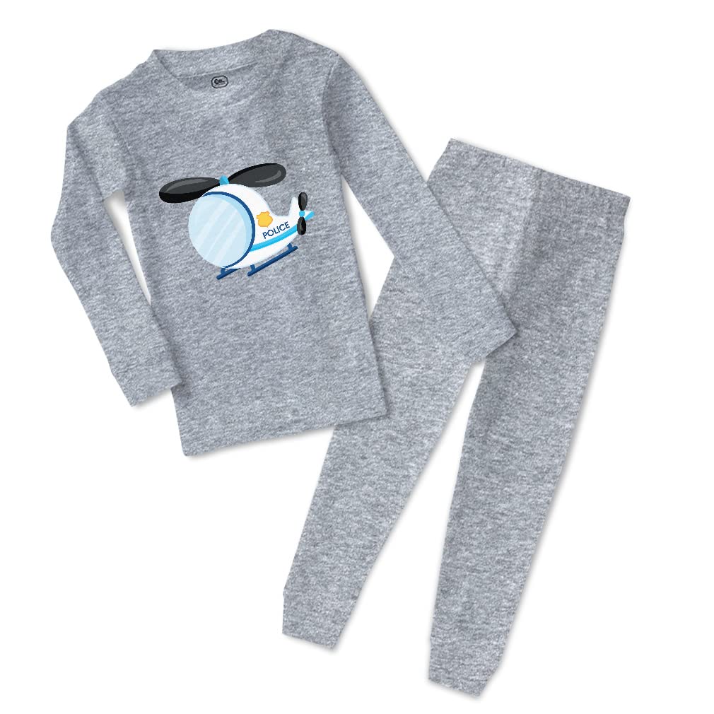 Custom Police Helicopter Print Cotton Toddler Pajamas for Boys & Girls - Snug Fit Kids' Sleepwear for Police Officer Role Play & Bedtime Comfort