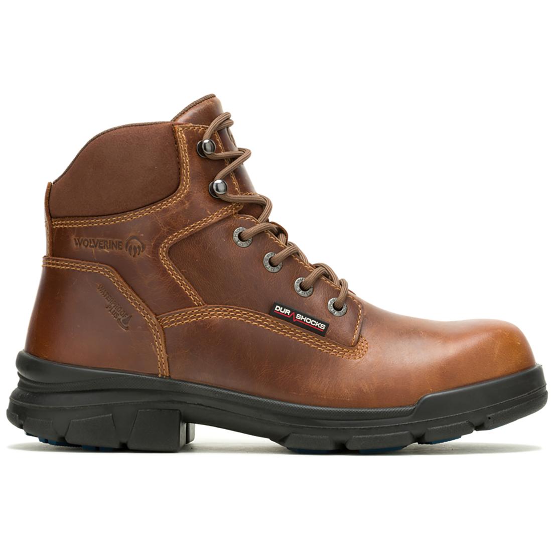 DuraShocks® SR Icon 6 Soft Toe Work Boots for Men - Tan Leather Safety Shoes with Slip Resistant & Comfortable Cushioning - Ideal for Construction, Warehouse & Outdoor Work