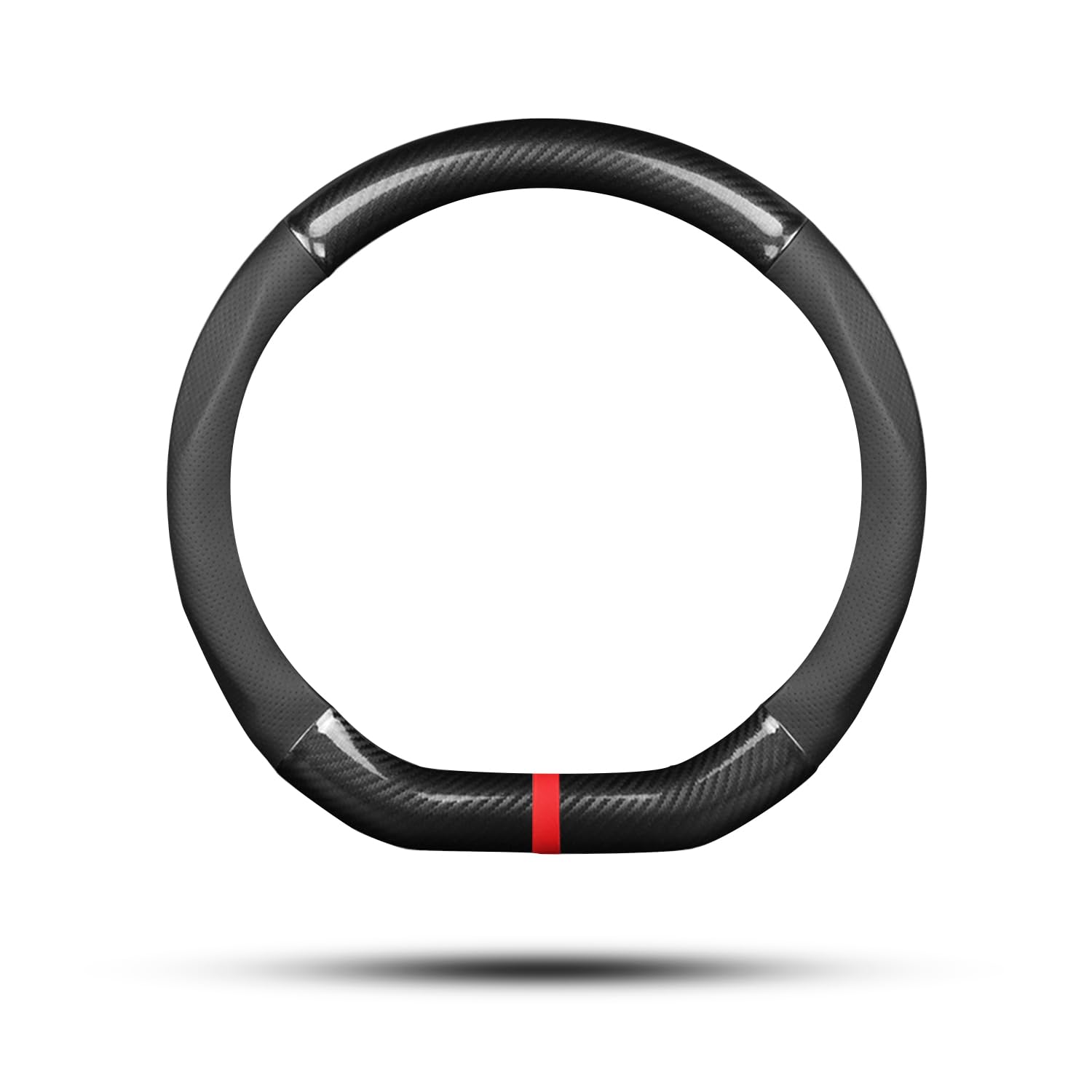 Non-Slip Carbon Fiber & PU Leather D-Shaped Steering Wheel Cover - Universal Fit for 38cm(15