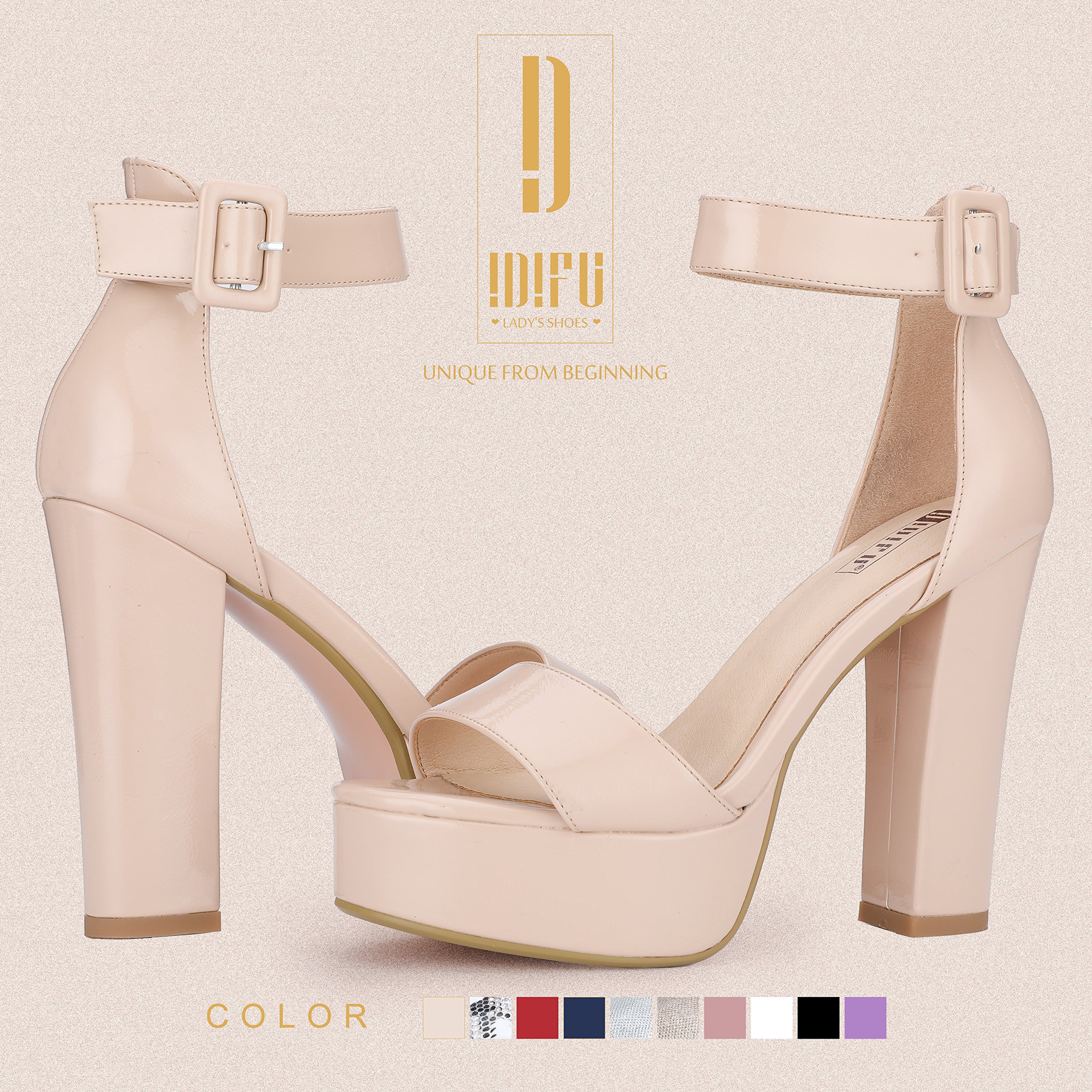 IDIFU IN5 Sabrina Women's Chunky Block Heel Sandals - Sexy Ankle Strap Open Toe High Heels for Wedding, Party & Dress Occasions | Perfect for Prom, Cocktail Events & Summer Outfits