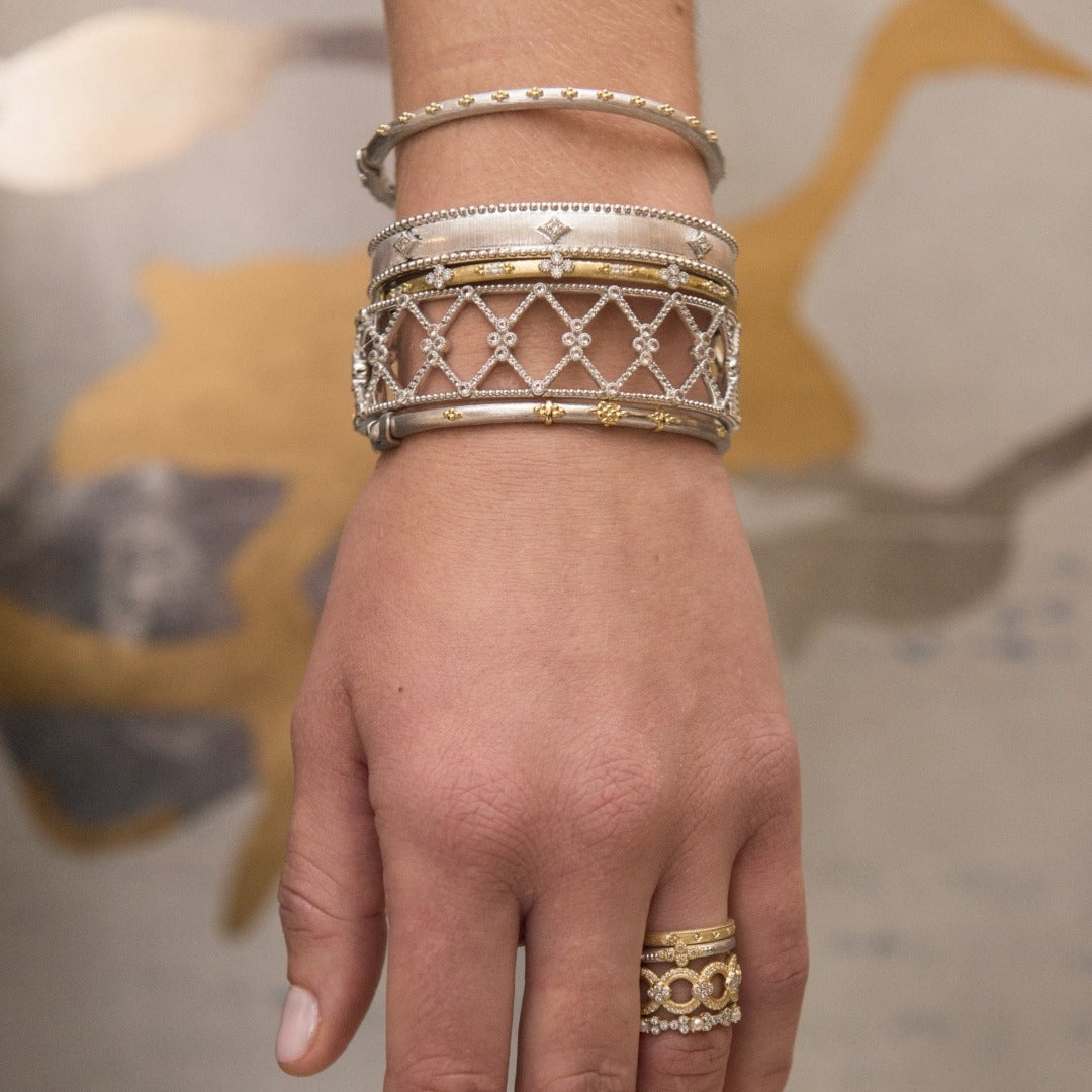 Jude Frances Provence Large Open Marquis Cuff Bracelet - Elegant French-Inspired Jewelry for Women, Perfect for Weddings, Parties & Special Occasions