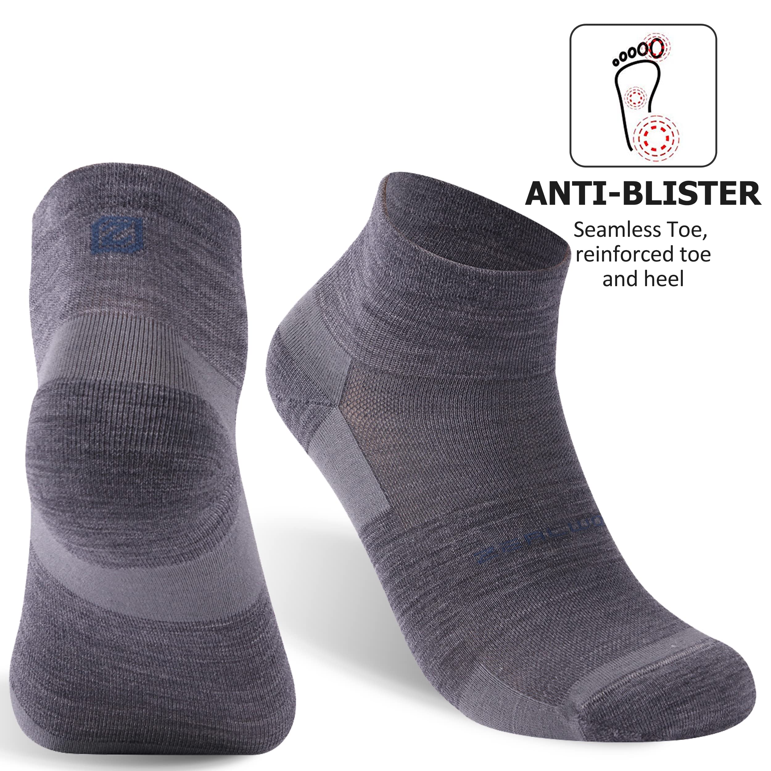 ZEAL WOOD Unisex Wool Athletic Socks - Lightweight Breathable Cycling Socks for Men & Women - Perfect for Running, Hiking & Outdoor Sports