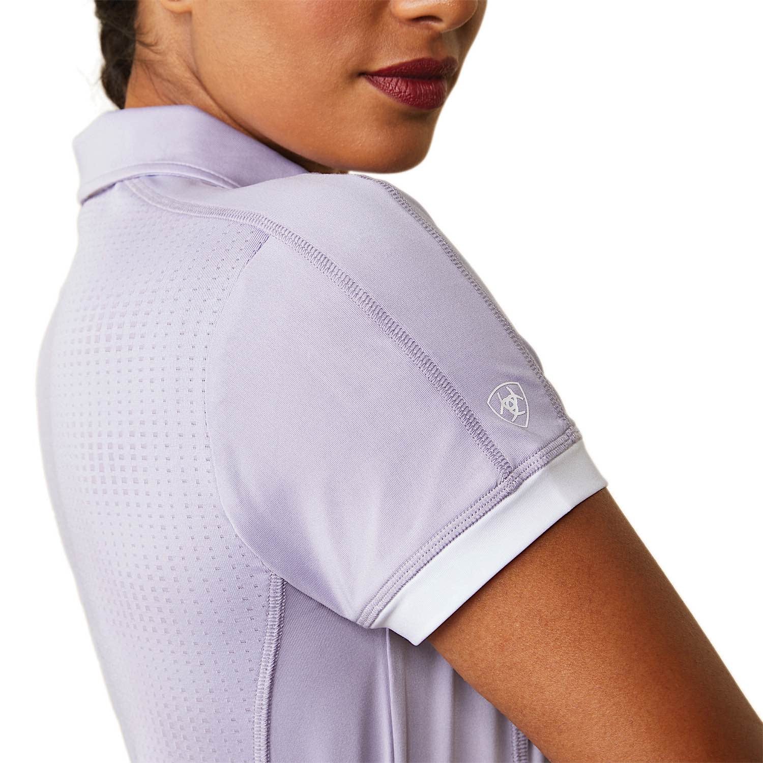 Ariat Women's Bandera 1/4 Zip Short Sleeve Polo Shirt - Heirloom Lilac - Perfect for Equestrian Riding, Golf & Casual Wear