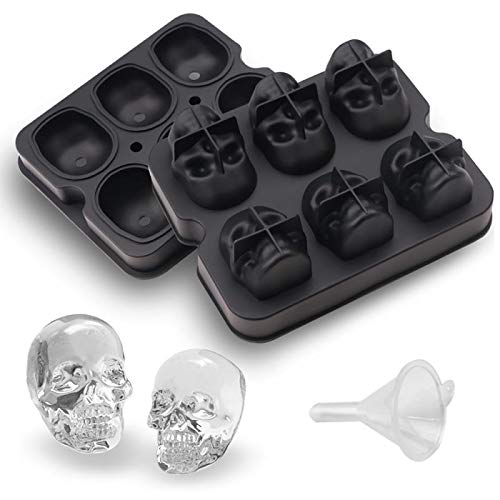 Premium Skull-Shaped Whiskey Ice Ball Mold Set - 6 Large 2.3 Inch Round Ice Cube Spheres for Bourbon, Scotch & Cocktails - Perfect for Home Bars, Parties & Gifts