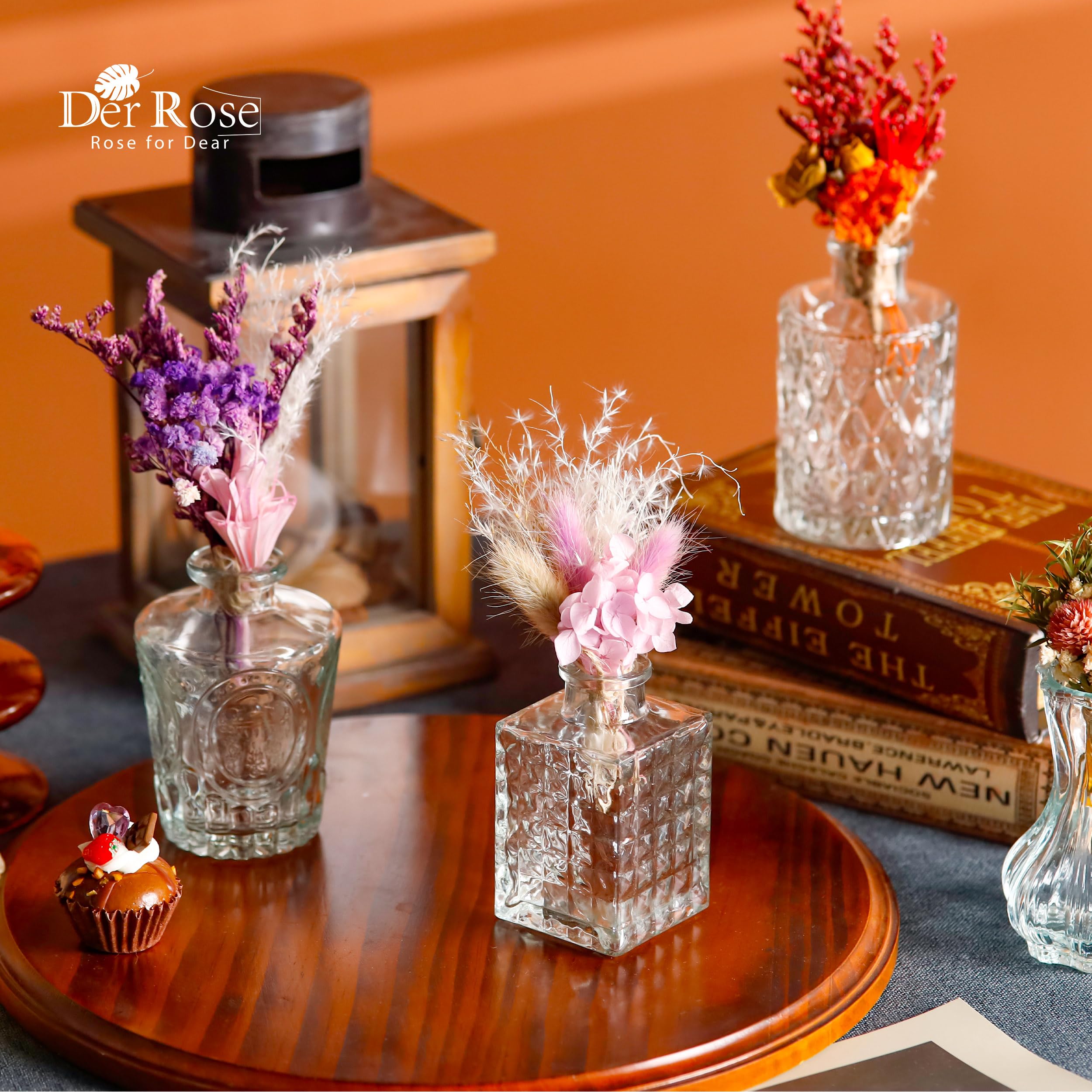 12 Pack Rose Glass Bud Vases - Small Floral Vases for Wedding Centerpieces, Rustic Home Decor & Table Arrangements - Perfect for Wedding Receptions, Bridal Showers & Farmhouse Style Decorating
