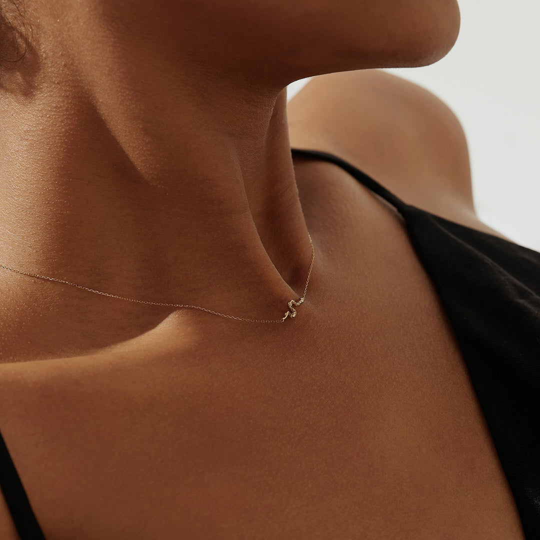 14K Yellow Gold Diamond Snake Necklace for Women - Elegant & Unique Jewelry Gift for Birthday, Anniversary & Special Occasions