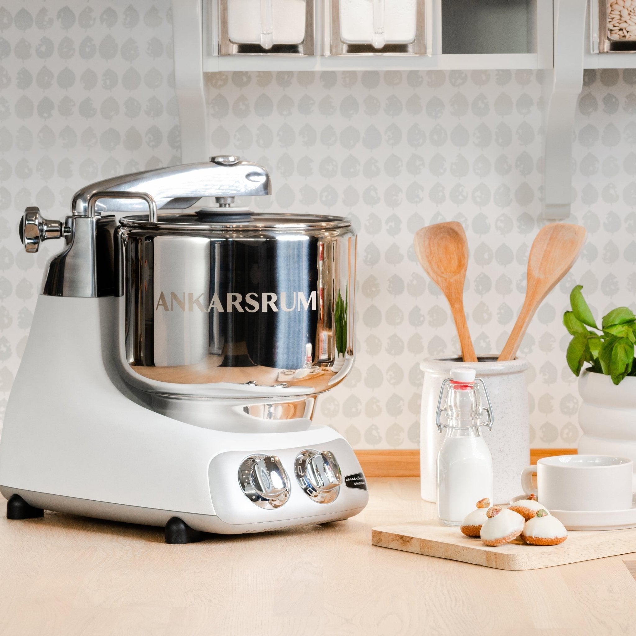 Ankarsrum AKM6230 Stand Mixer - Professional Kitchen Mixer in Mineral White | Perfect for Baking, Dough Kneading & Food Prep | Home & Commercial Use