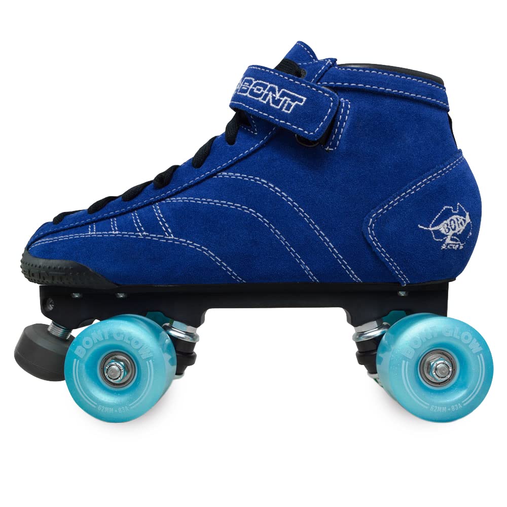 Bont Prostar Blue Suede Professional Roller Skates with LED Light-Up Wheels for Indoor & Outdoor Skating - Perfect for Rink, Park, and Street Performance