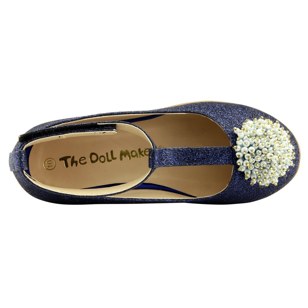 The Doll Maker Glitter Bean Flower T-Strap Flat Shoes - Women's Comfortable Casual Flats for Spring & Summer, Perfect for Beach, Party, and Everyday Wear