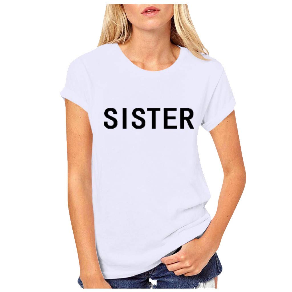 Best Friend Letters Rose Printed Women's T-Shirts - Casual Long Sleeve Blouses & Tops for Women | Perfect for Matching Outfits, Girls' Trips, and Friendship Gifts