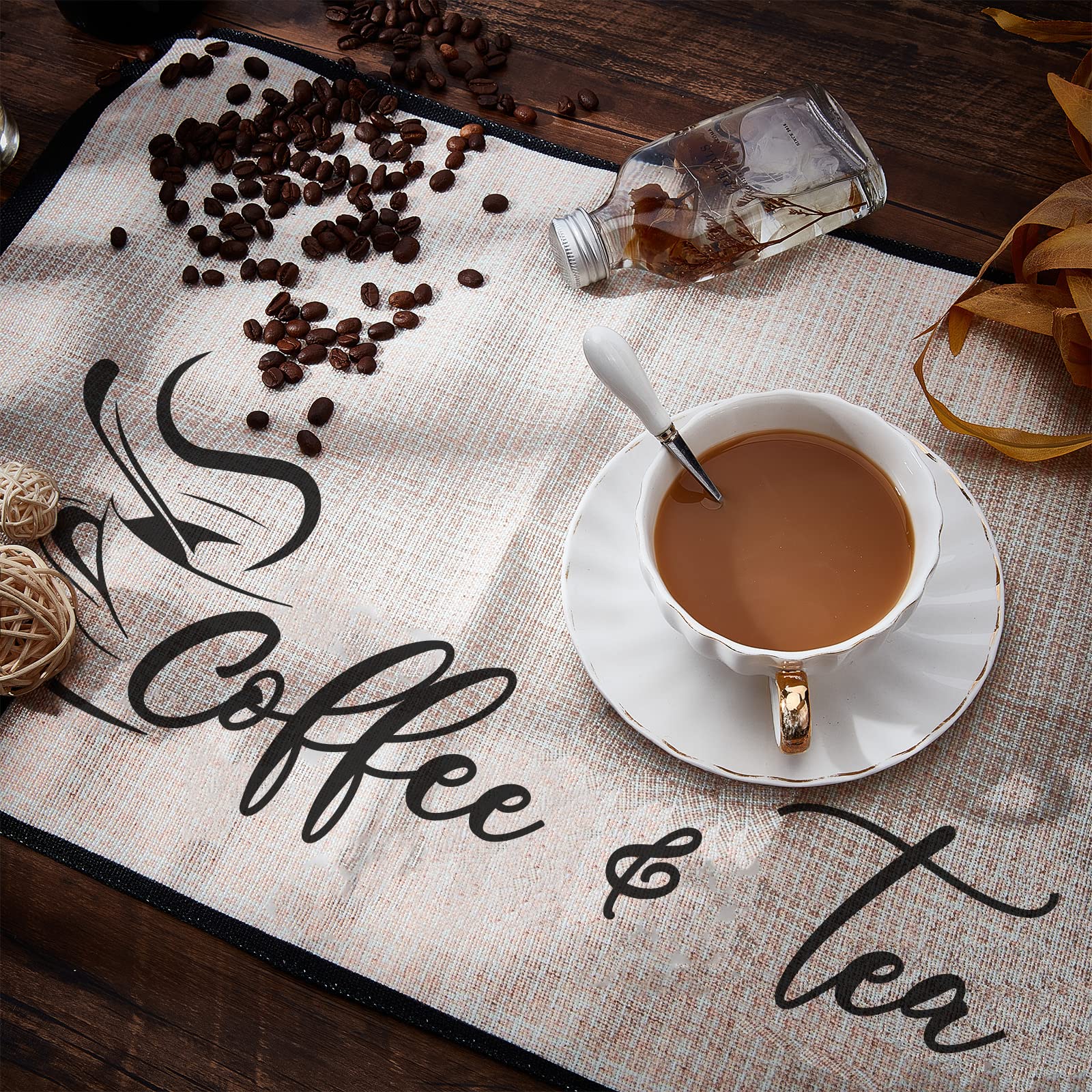CRASPIRE Coffee Bar Set - 2-Piece Burlap Coffee Maker Mats, 20