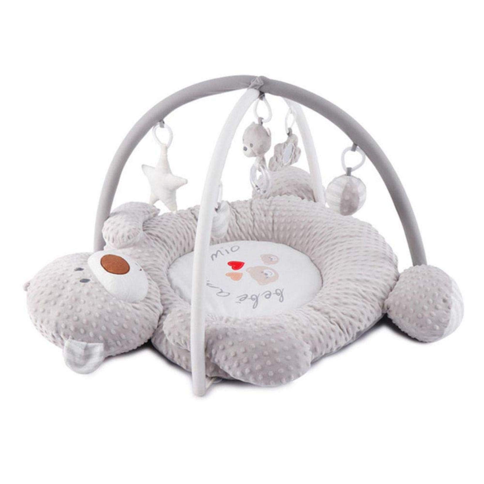 Baby Playmat with Fitness Frame - Early Education Toy & Toddler Activity Gym - Soft Bear Design Crawling Mat for Newborns - Perfect for Tummy Time, Sensory Play & Nursery Floor Activities