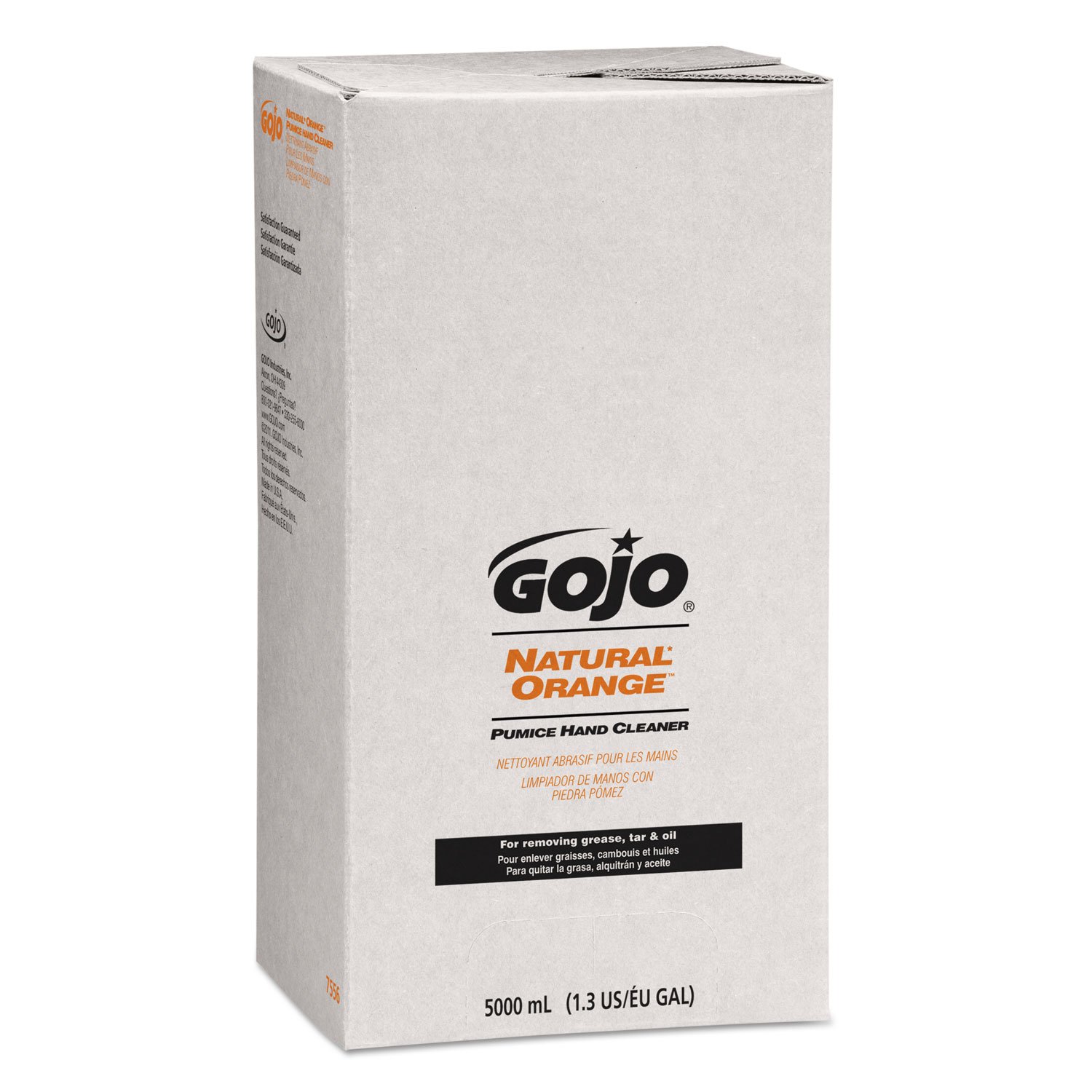Gojo 7556 Natural Orange Pumice Hand Cleaner Refill, 5000Ml (2-Pack) - Citrus Scented Industrial Hand Soap for Mechanics, Gardeners & DIY Projects - Heavy Duty Grease Removal for Workshops & Garages