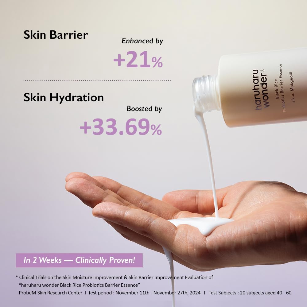 HARUHARU Wonder Black Rice Moisture Deep Cleansing Oil & Probiotics Barrier Essence Travel Size Duo - Korean Skincare Set for Hydration & Glow - Perfect for Travel & Daily Routine