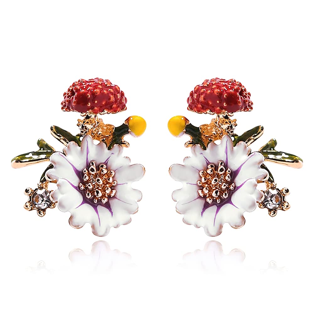 Daisy Stud Earrings for Women - 18K Gold Plated Floral Charm Earrings, Perfect Birthday Gift for Her | Elegant Jewelry for Everyday Wear & Special Occasions
