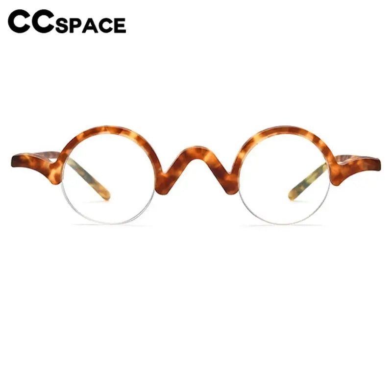 CCspace Unisex Semi-Rim Round Acetate Eyeglasses 56883 - Lightweight & Durable Frame for Men & Women - Perfect for Reading, Work & Everyday Wear