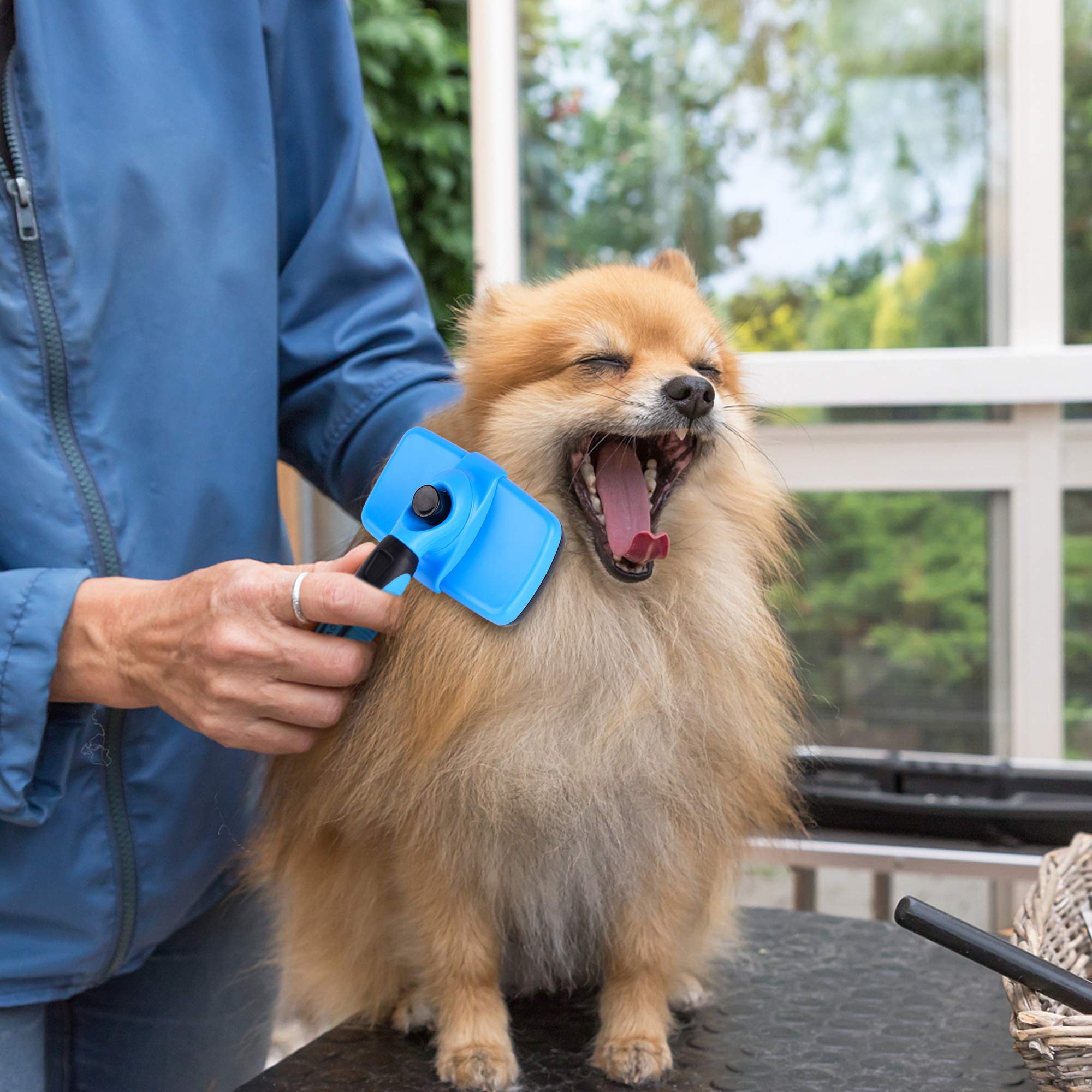 Fida Self Cleaning Slicker Brush for Dogs & Cats - Gentle Ball Tip Pet Grooming Brush for Shedding, Mats & Undercoat - Perfect for Small, Medium & Large Pets with Short to Long Hair - Ideal for Daily Grooming & Coat Maintenance at Home